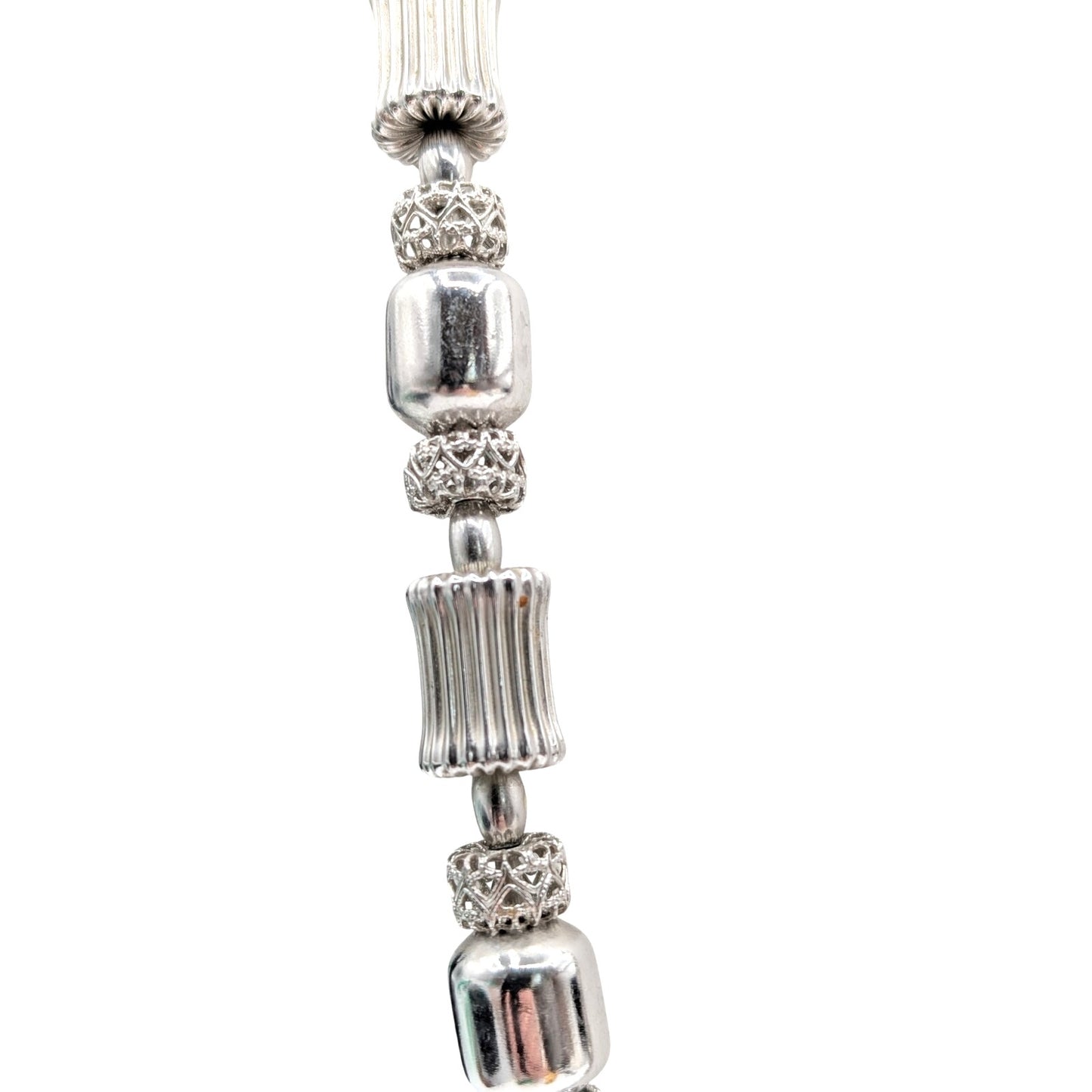 Vtg Monet Statement Couture Modernist Filigree Balls Silver Tone Beaded Necklace