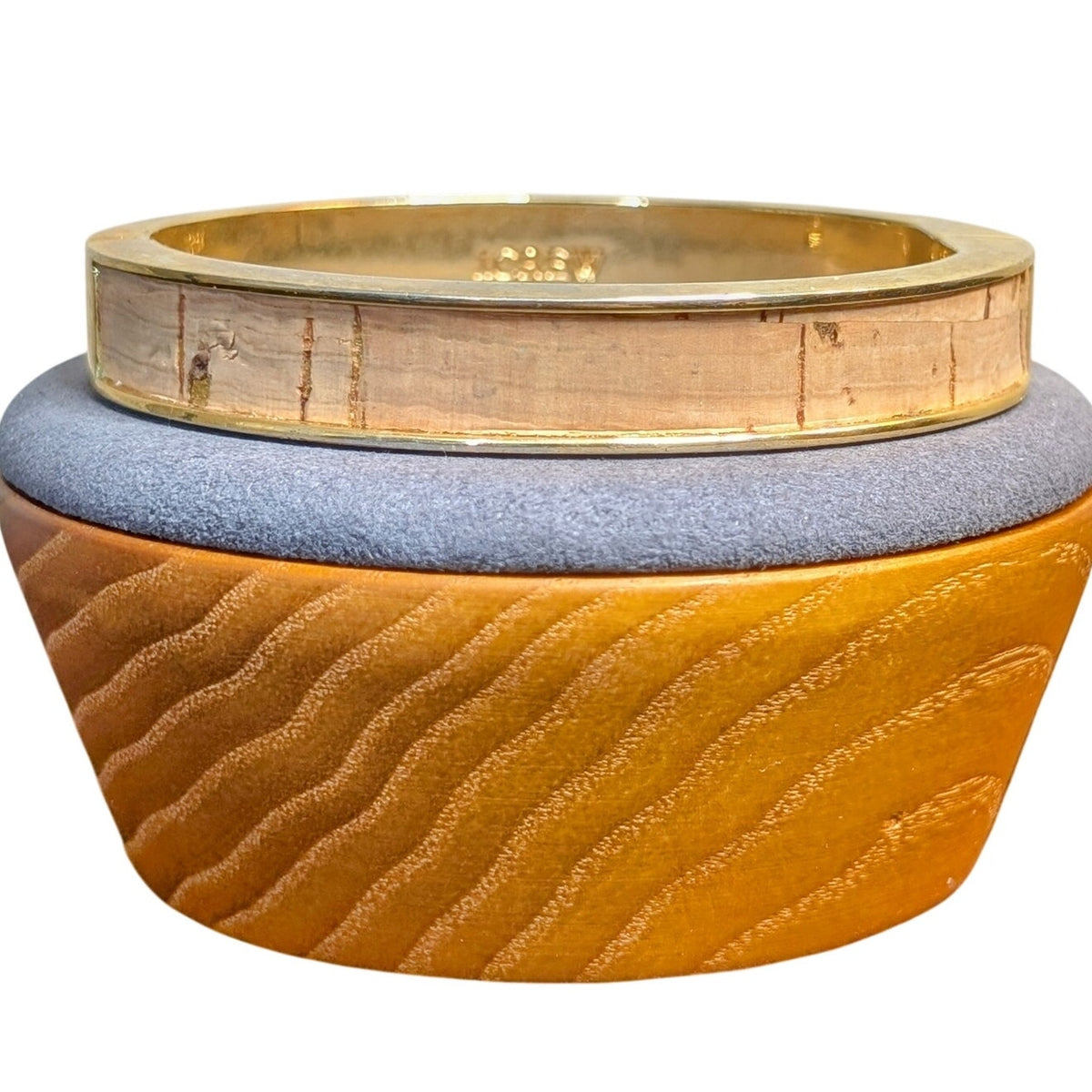 J. Crew Gold Tone Cork Hinged Oval Bangle Bracelet