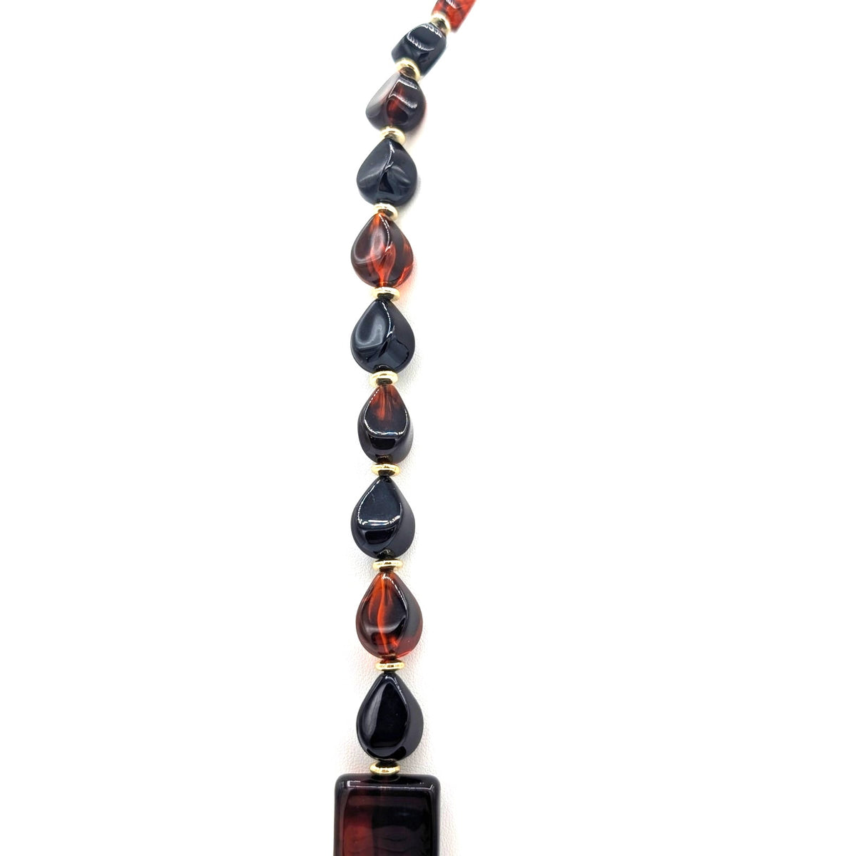 Vintage Acrylic Tortoise Shell Black Beaded Layering Neutral Statement Necklace