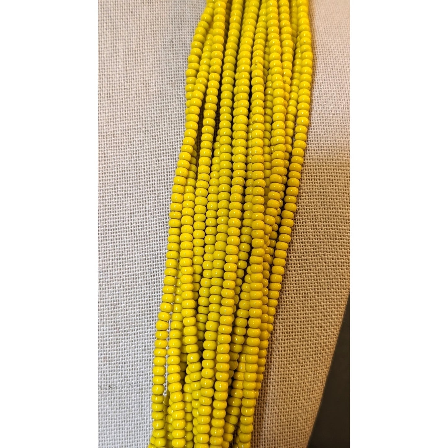 Naga Yellow 18 Strand Glass Seed Bead Ethnic Tribal Boho Necklace