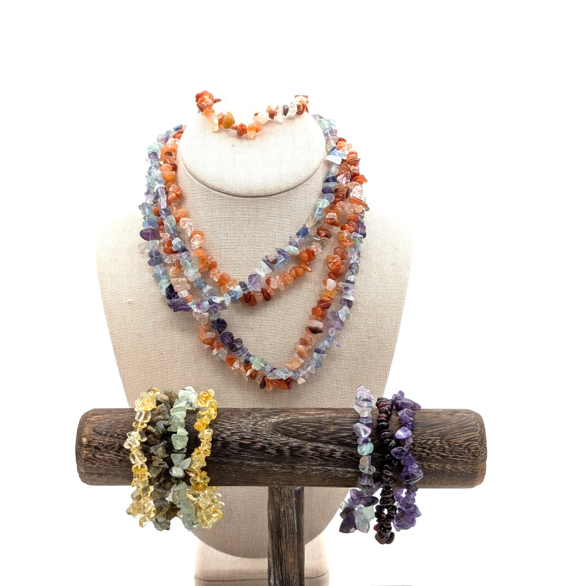 Lot of Gemstone Chip Bead Necklaces and Bracelets