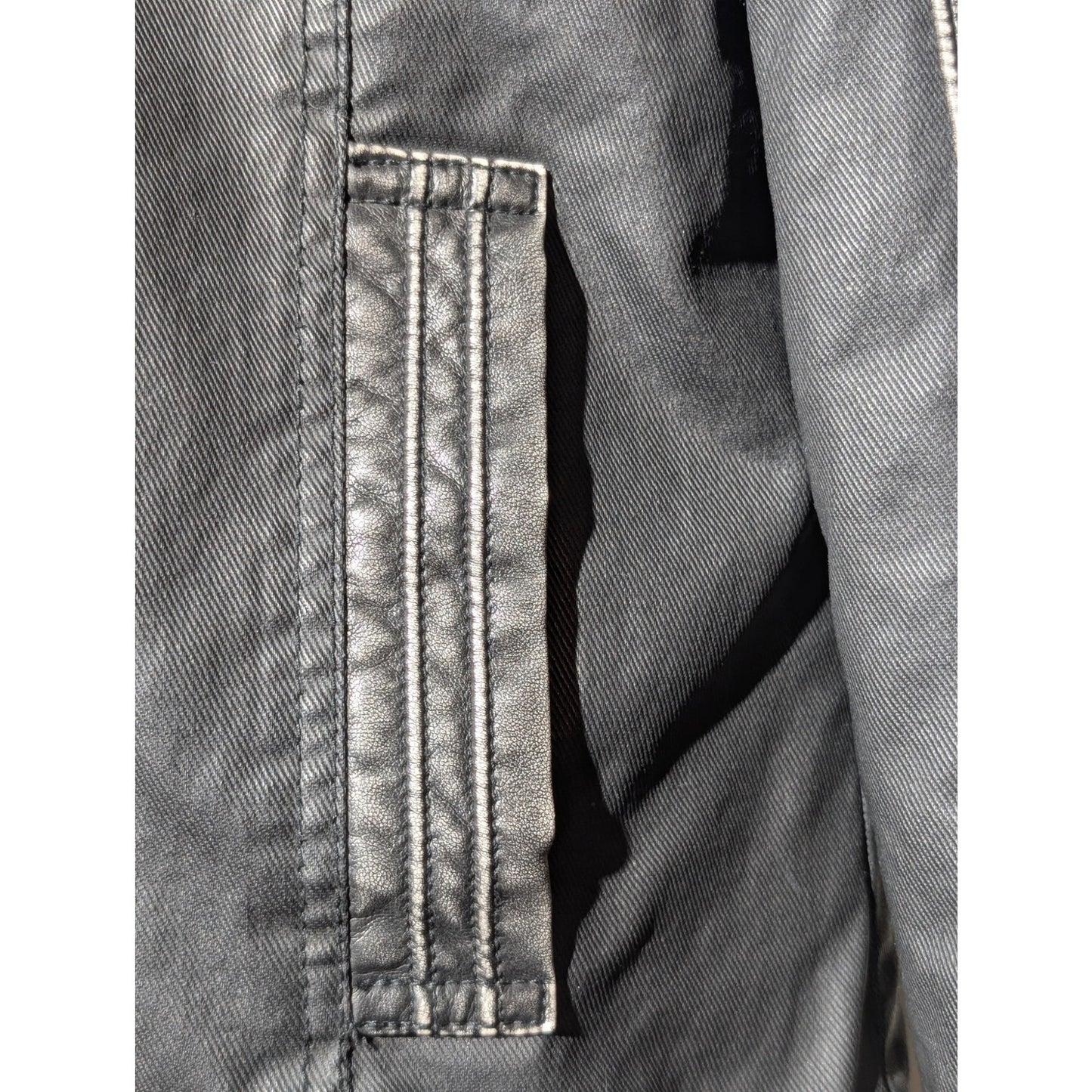 BKE Standard Fit Washed Out Charcoal Front Zip Removable Hood Bikers Jacket Sz M