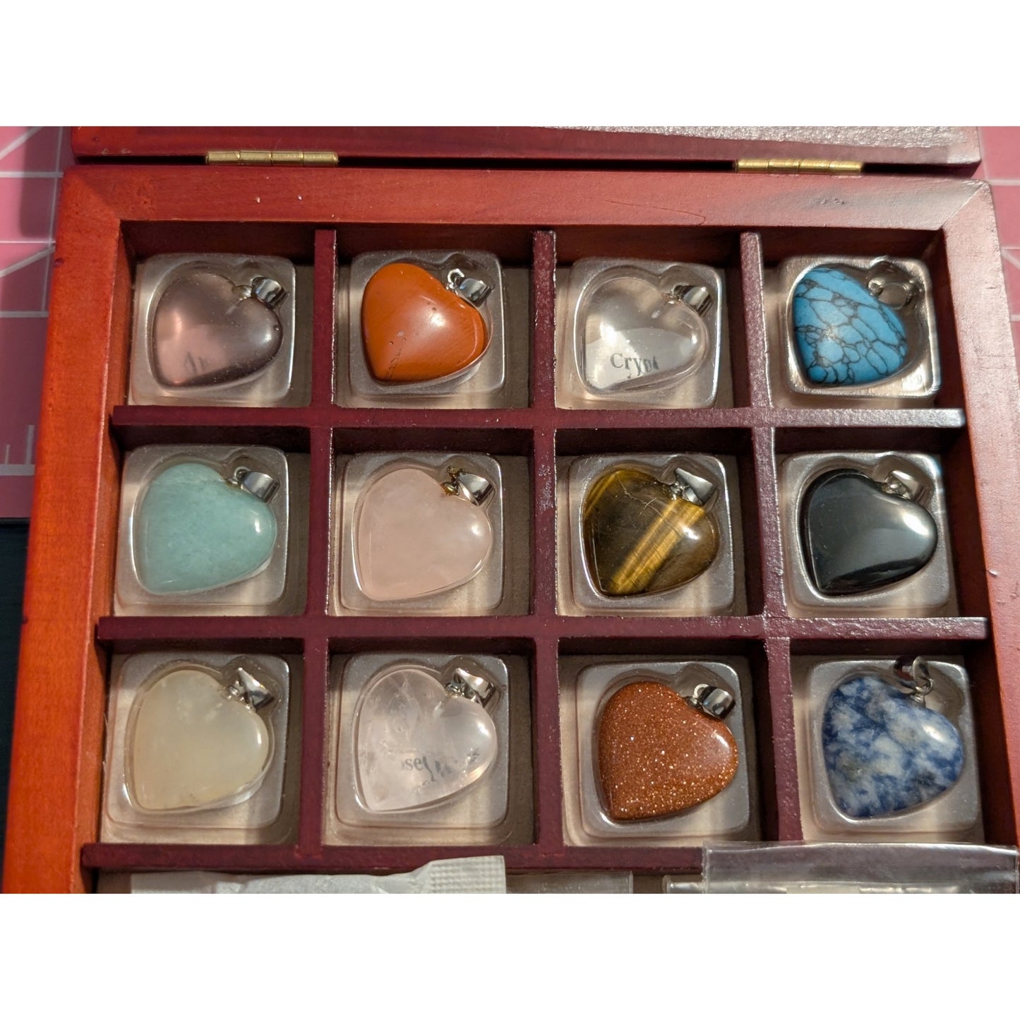 Life Destiny Collection Stone Heart Pendants & Chains in Hinged Box