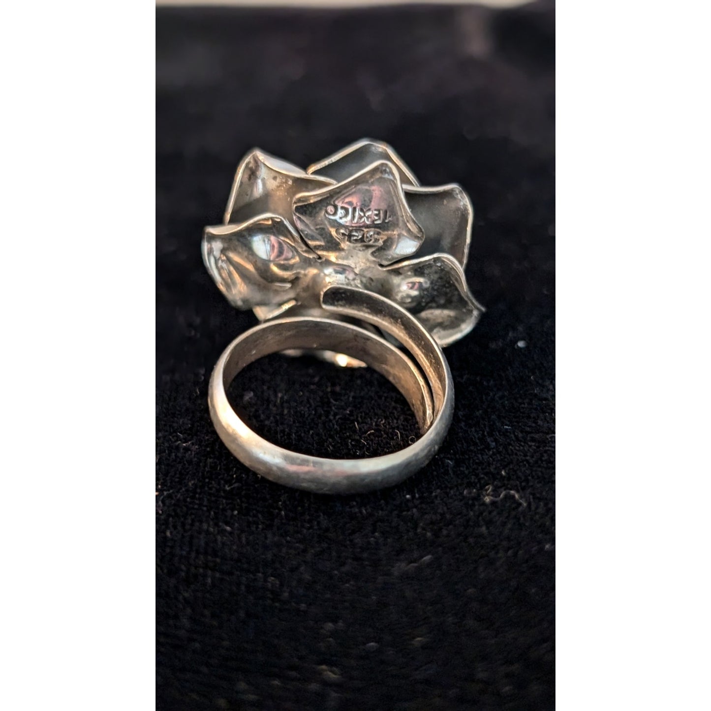 Vintage Mexico 925 Handmade Sterling Silver Large 3D Flower Adjustable Ring 12g