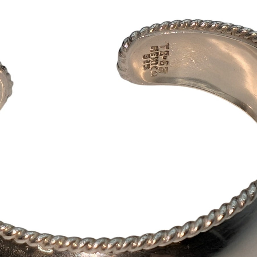 Vintage Taxco 925 Sterling Silver Rope Border Cuff Bracelet 24.97g