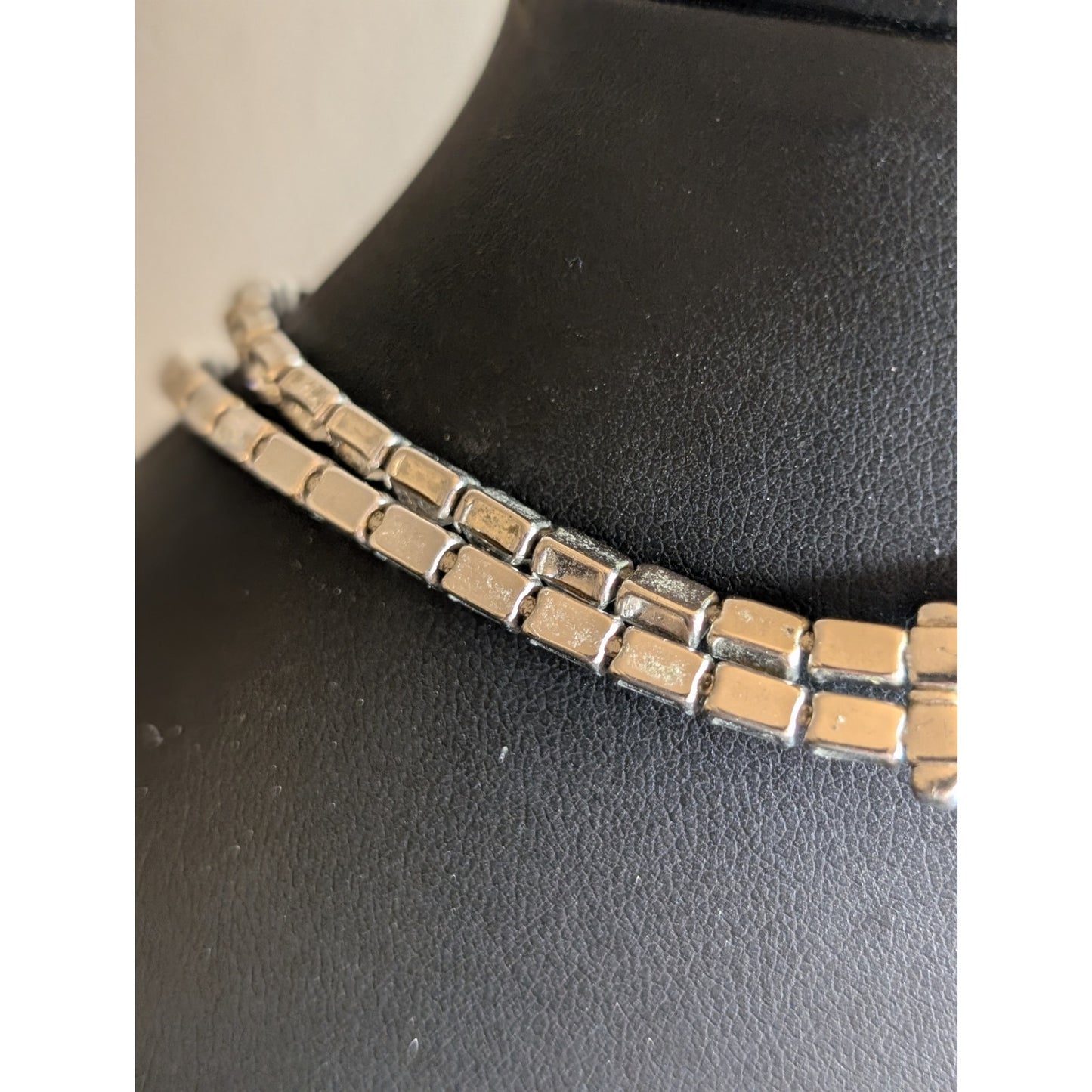 Vintage Joseph Mazer Double Strand Rhinestone Baguette Necklace