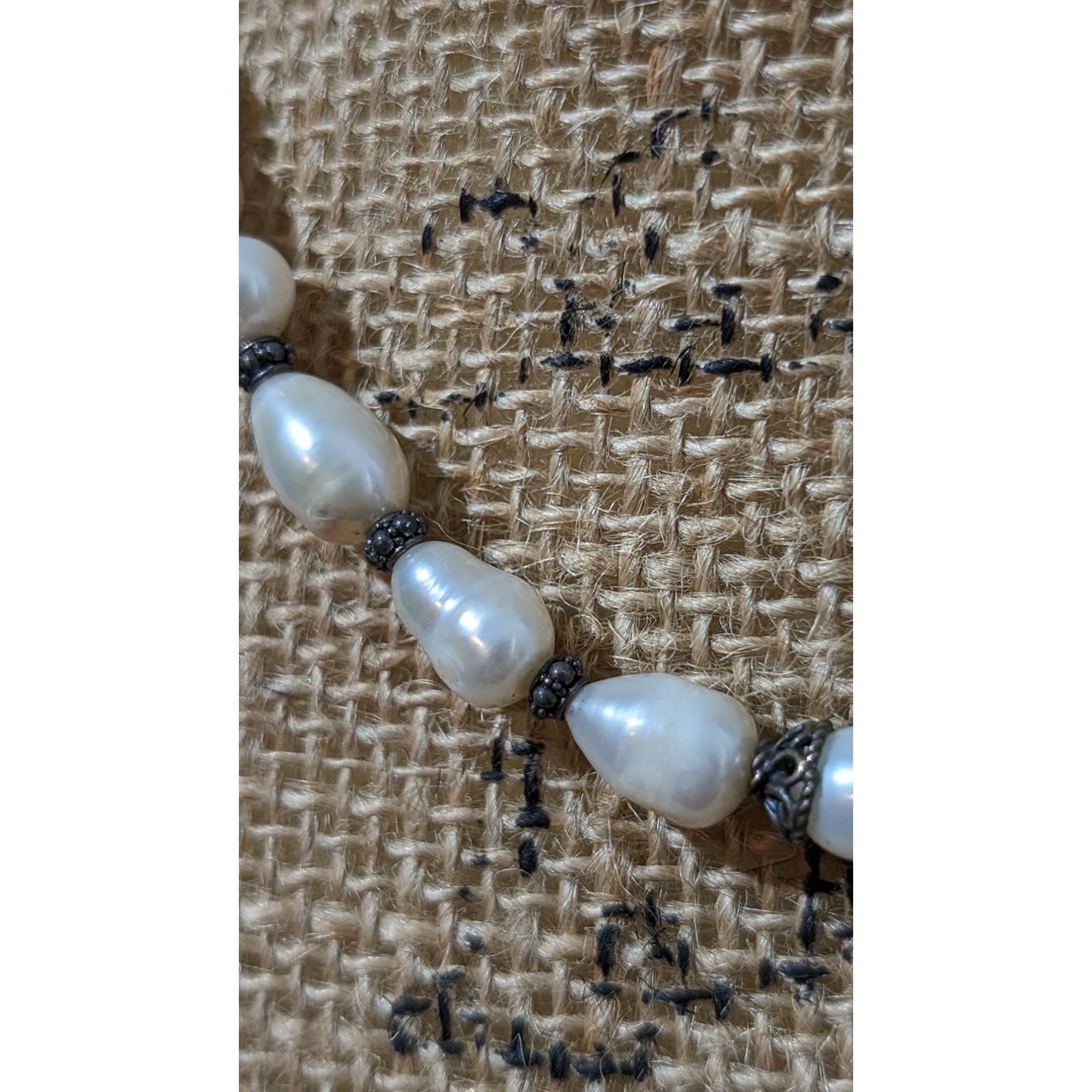 Vintage Freshwater Pearl 925 Sterling Silver Bali Bead Byzantine Hook Clasp