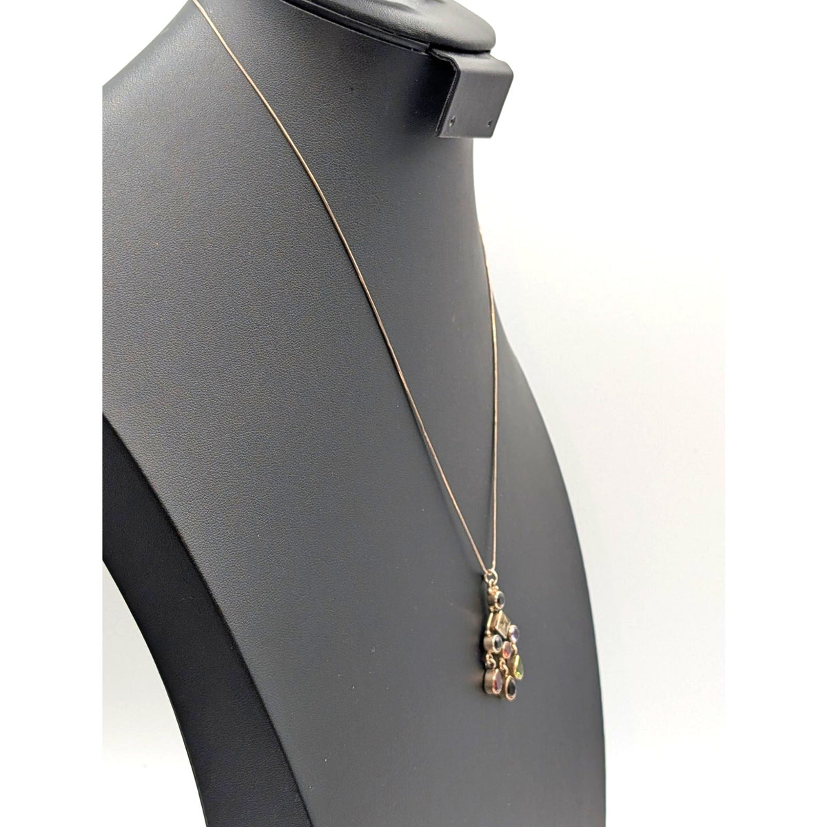 925 Sterling Silver Semi-Precious Gemstone Chandelier Pendant 20" Chain Necklace