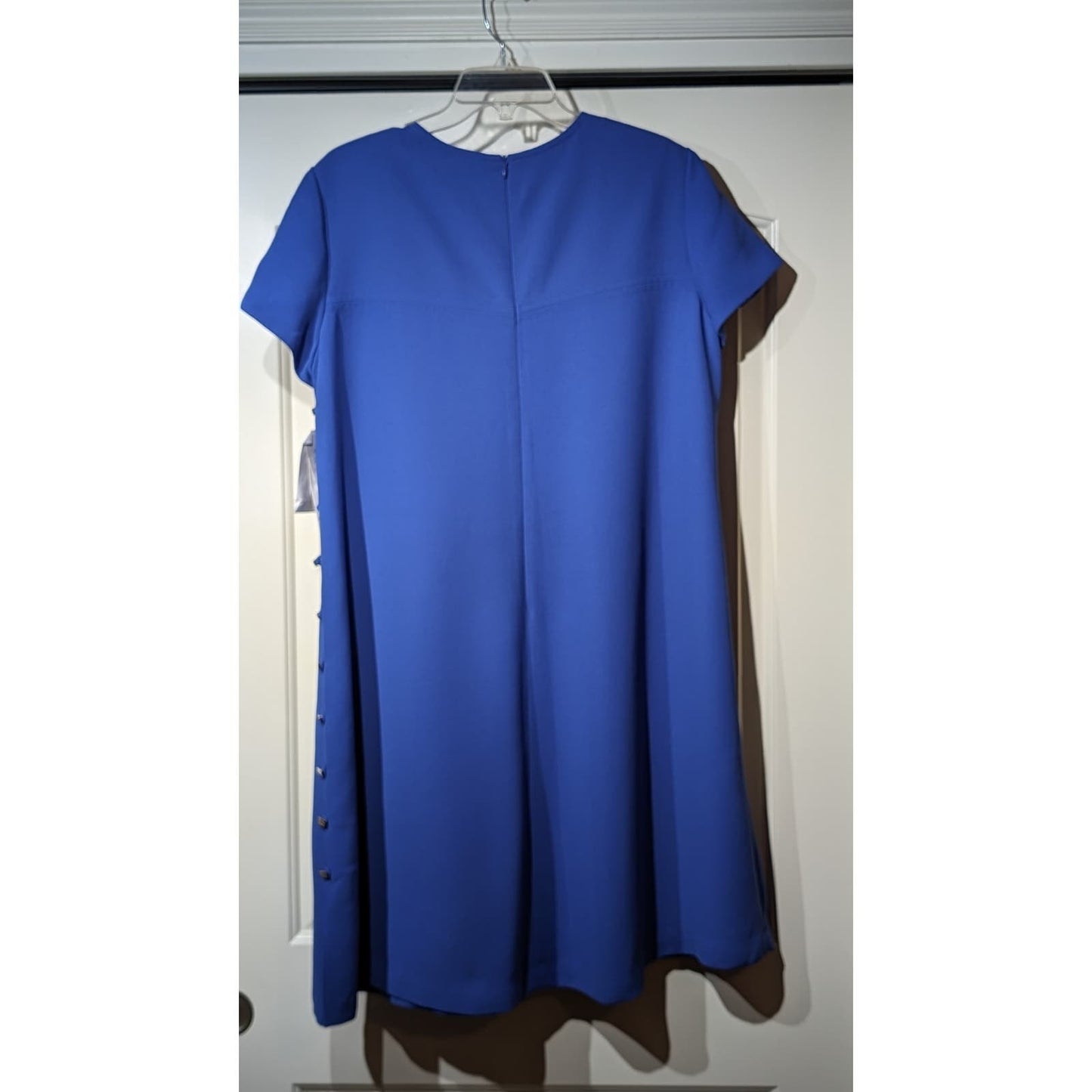 Jones New York Periwinkle Short Sleeve Button Detail Up Side A-Line Dress Sz 16