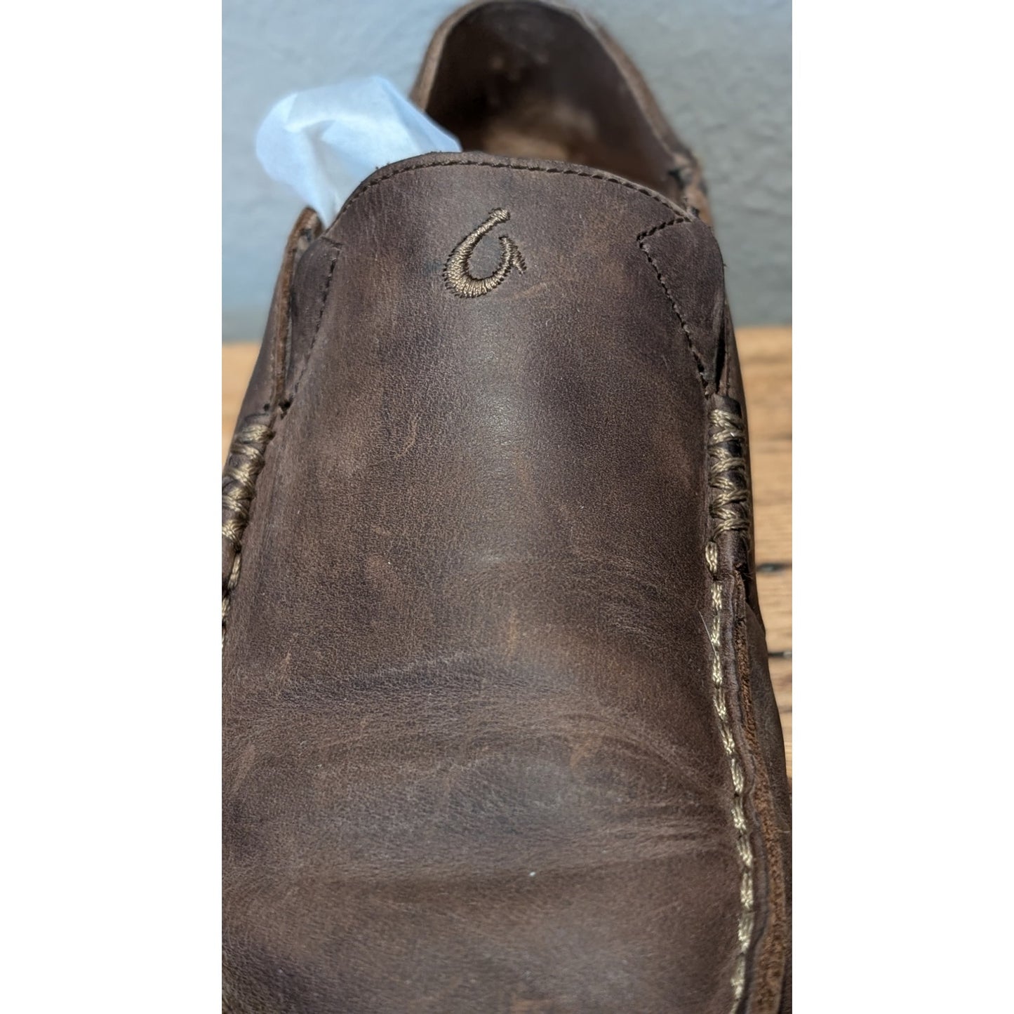 OluKai Moloa Slip-On Ray/Toffee Loafer Shoes Mens Size 8