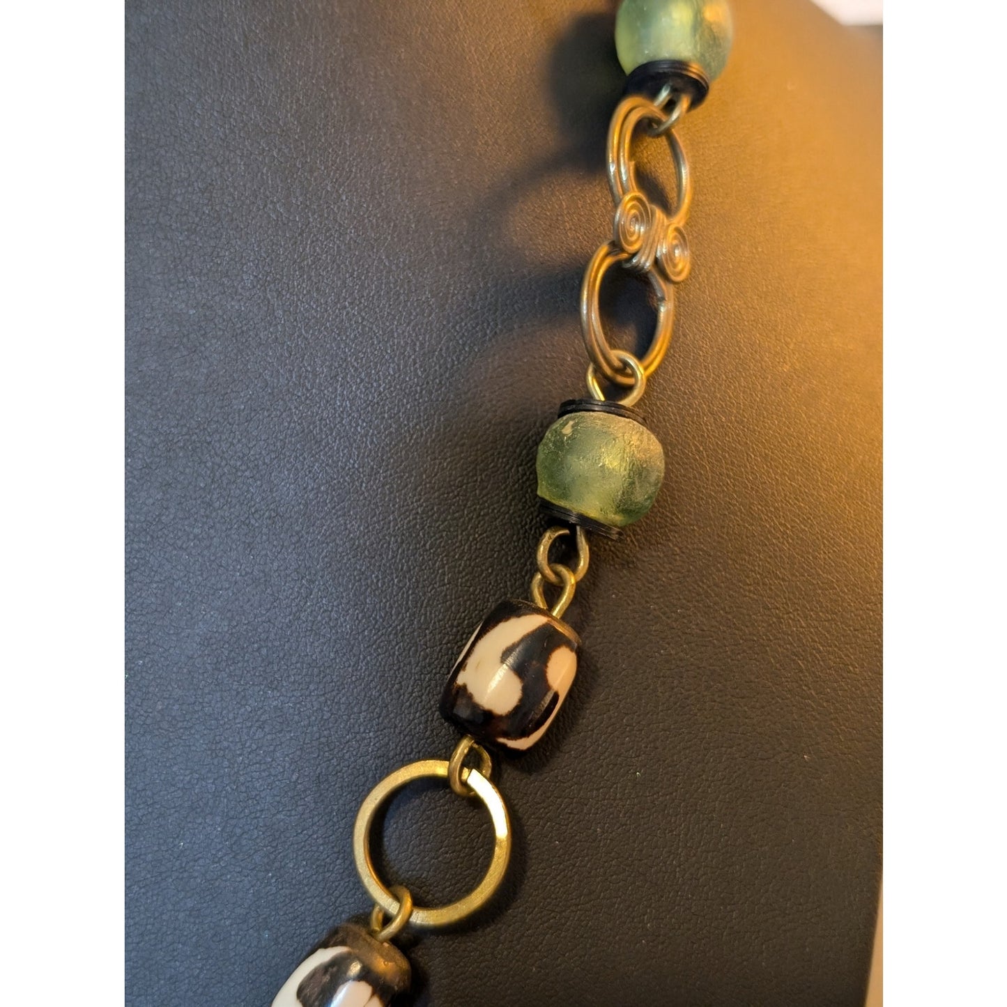 Vintage 1960's Polymer Clay & Glass Bead Artisan Handcrafted Necklace