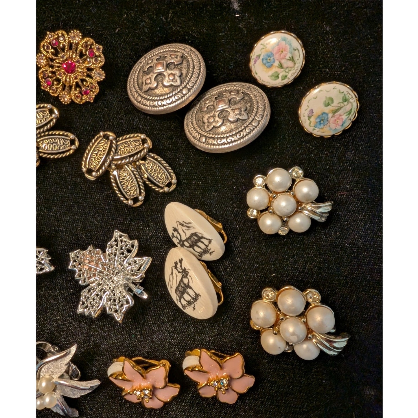 Ten Pair Vintage Clip On Some Signed Anne Klein Avon Sarah Coventry Earrings