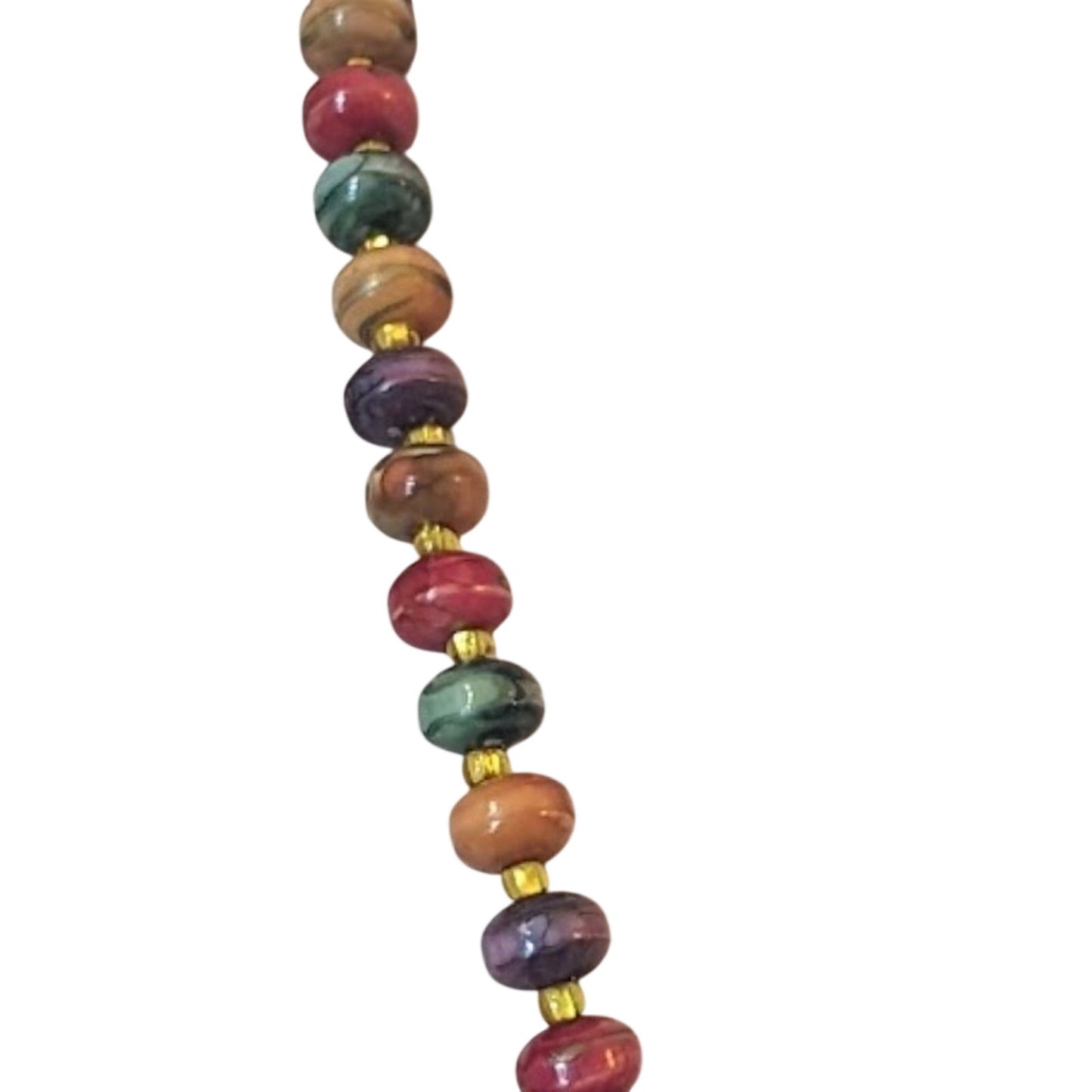 Vintage Painted Bead Necklace with Barrel Clasp