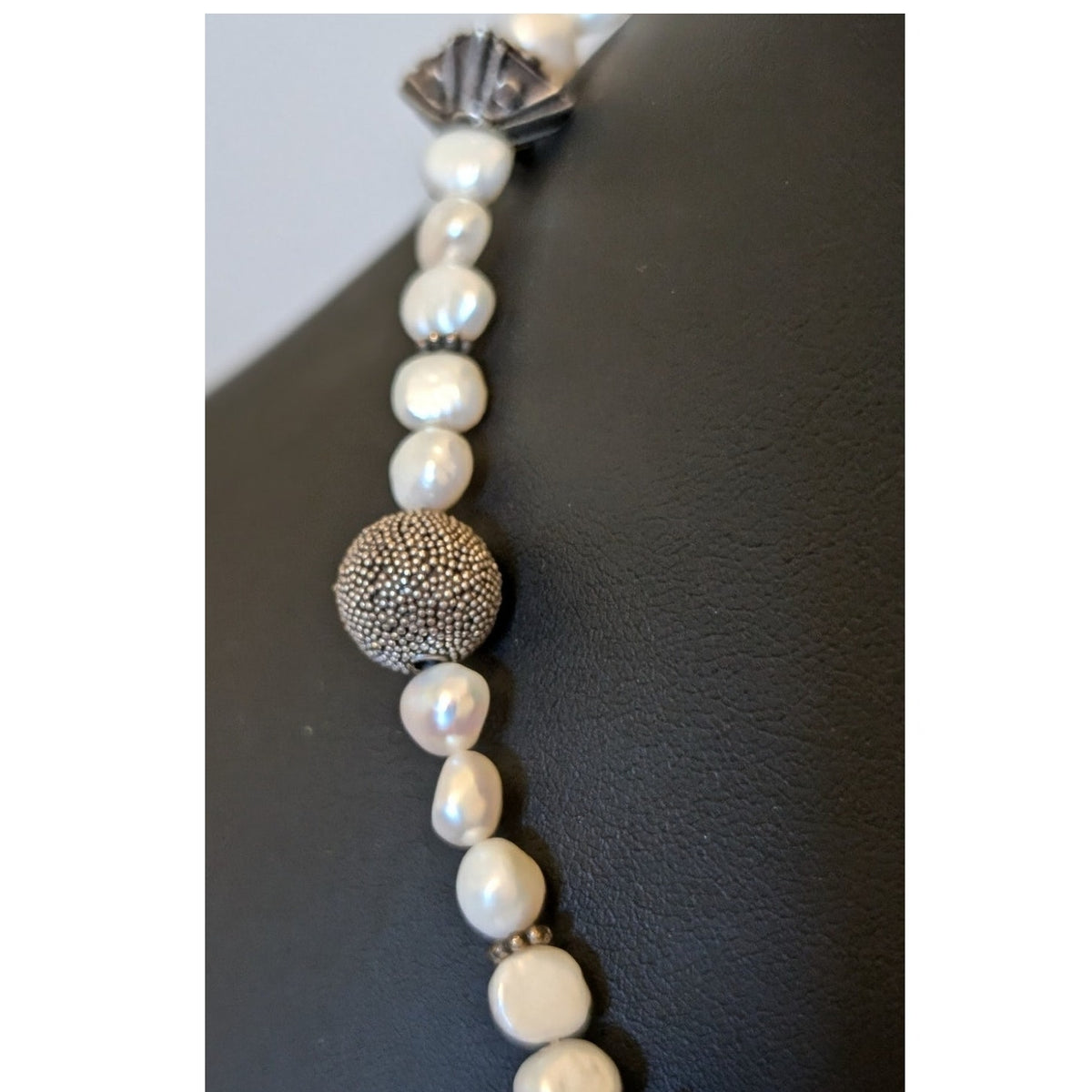 Freshwater Pearl Balinese Sterling Silver Toggle Clasp 16.5" Necklace
