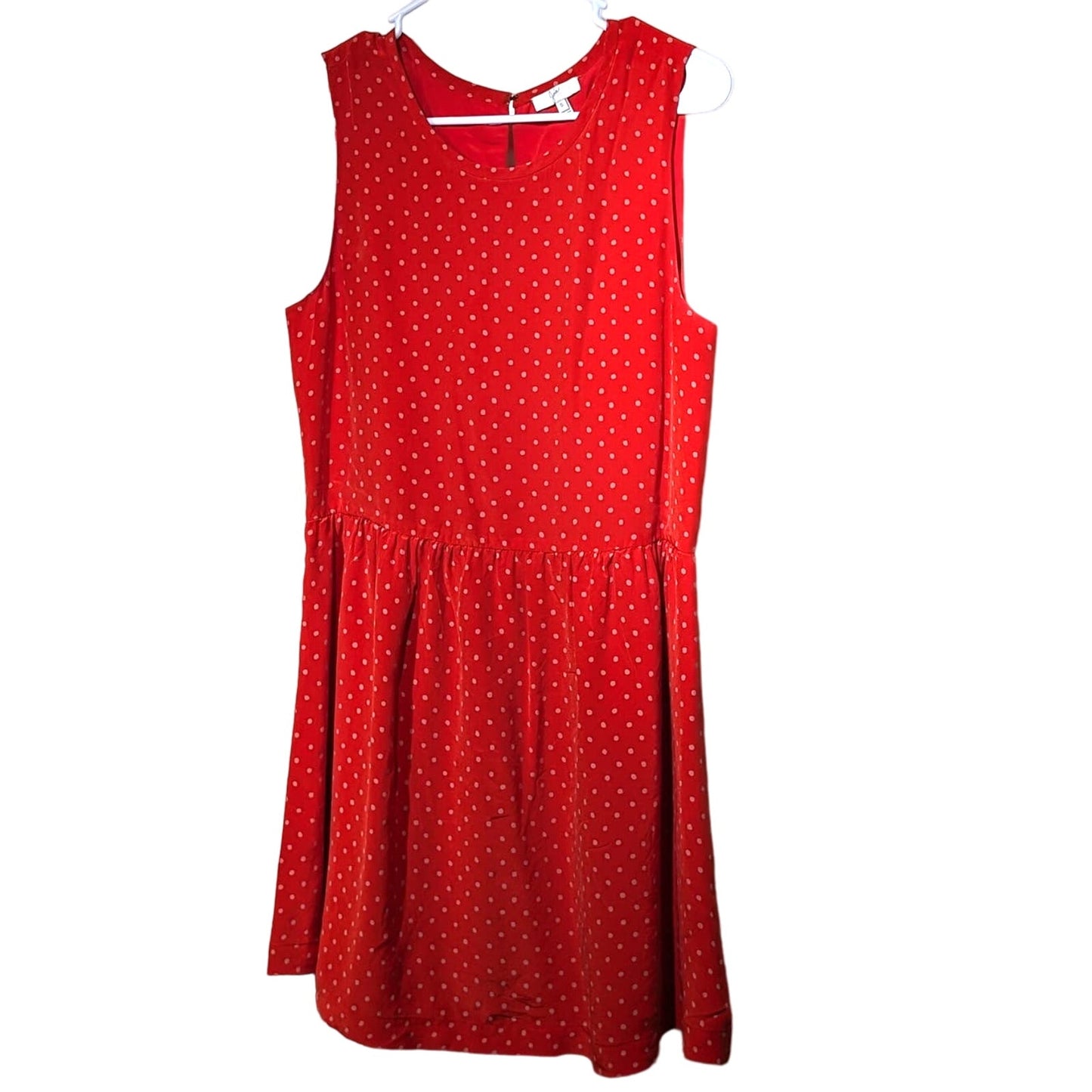 Joie Orange Silk Polka Dot Sleeveless Hook & Eye Open Back Short Dress  Sz S