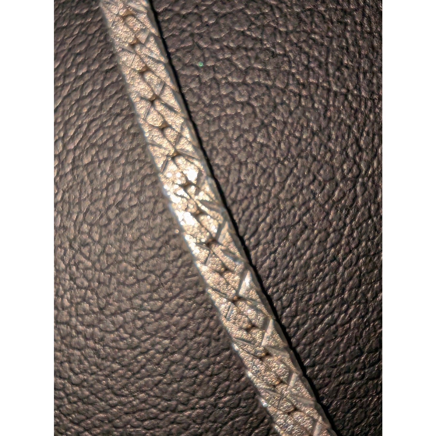 VTG 925 Sterling Silver Textured Diamond Cut Herringbone 3mm Chain 18" Necklace