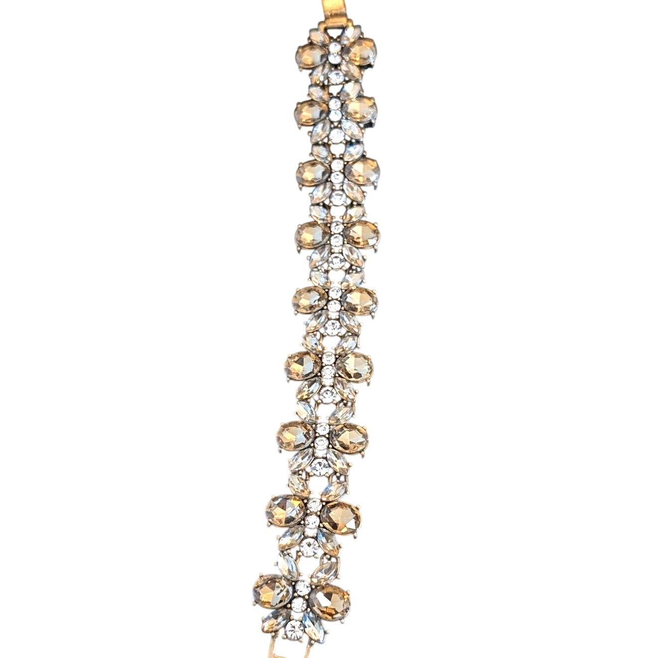 Banana Republic Chunky Champagne & Clear Rhinestone Foldover Clasp Bracelet