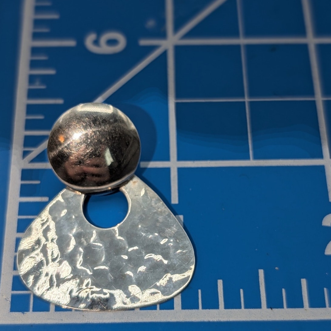 925 Sterling Silver Hammered Guitar Pick Doorknocker Earrings
