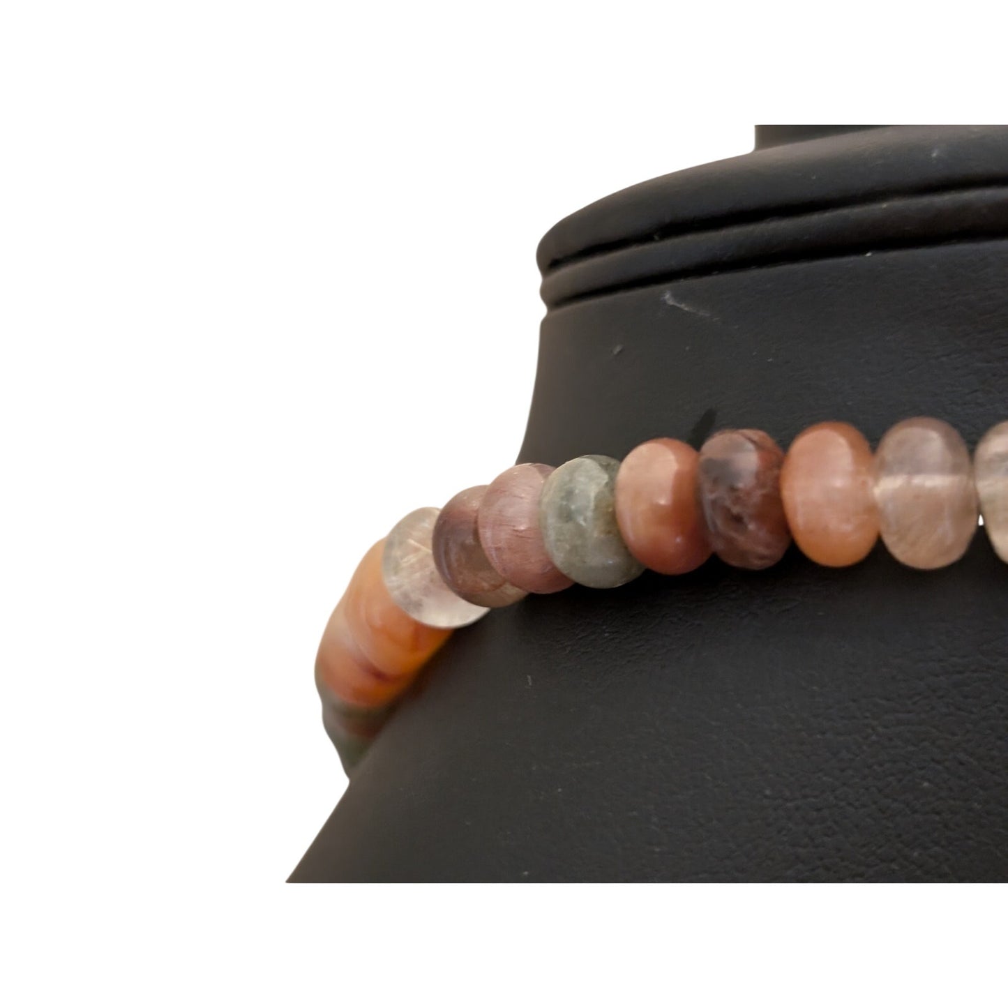 Earth Tones Agate Stone Bead Boho Tribal Bronze Charm Dangles Necklace