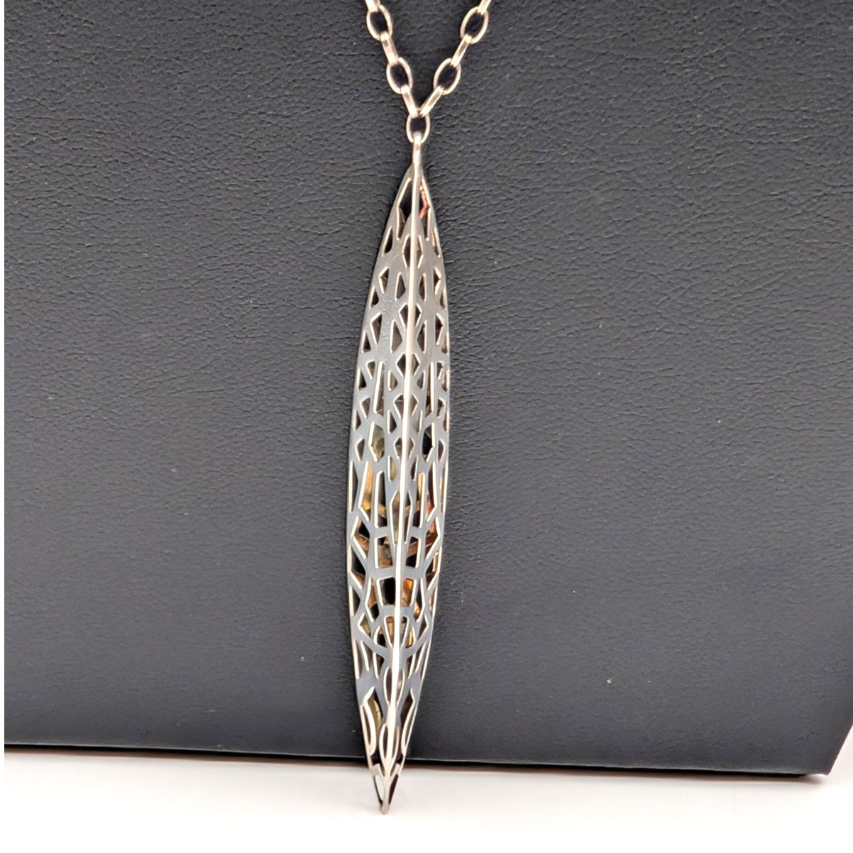 Vtg SILPADA Sterling Silver Stiletto Large Filigree Pendant 30" Chain Necklace