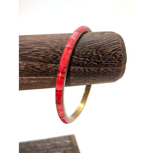 Red Inlay Brass Inside Bangle Bracelet
