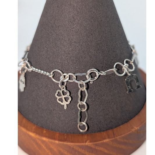 Marked 925 Mex Lucky Charm Silver Tone Bracelet