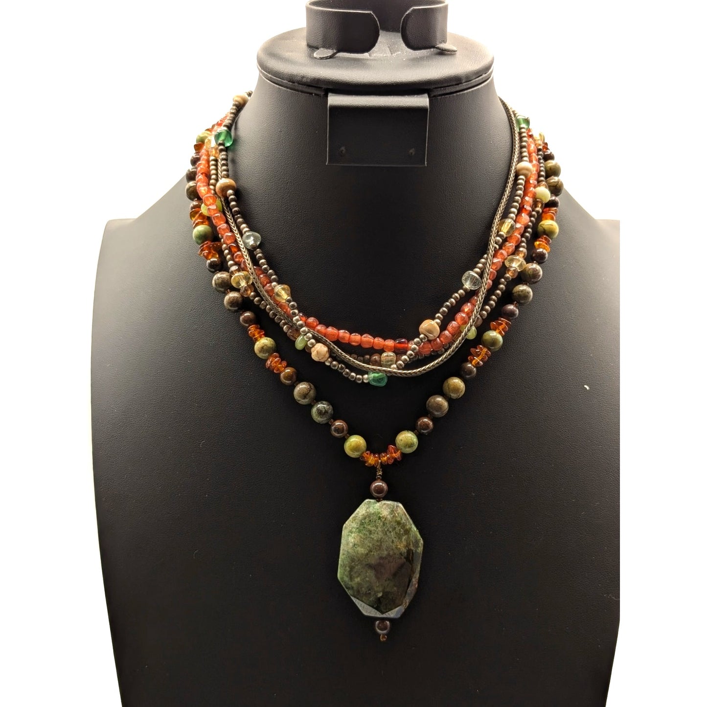 Lot of Two Boho Glass & Stone Bead Necklaces