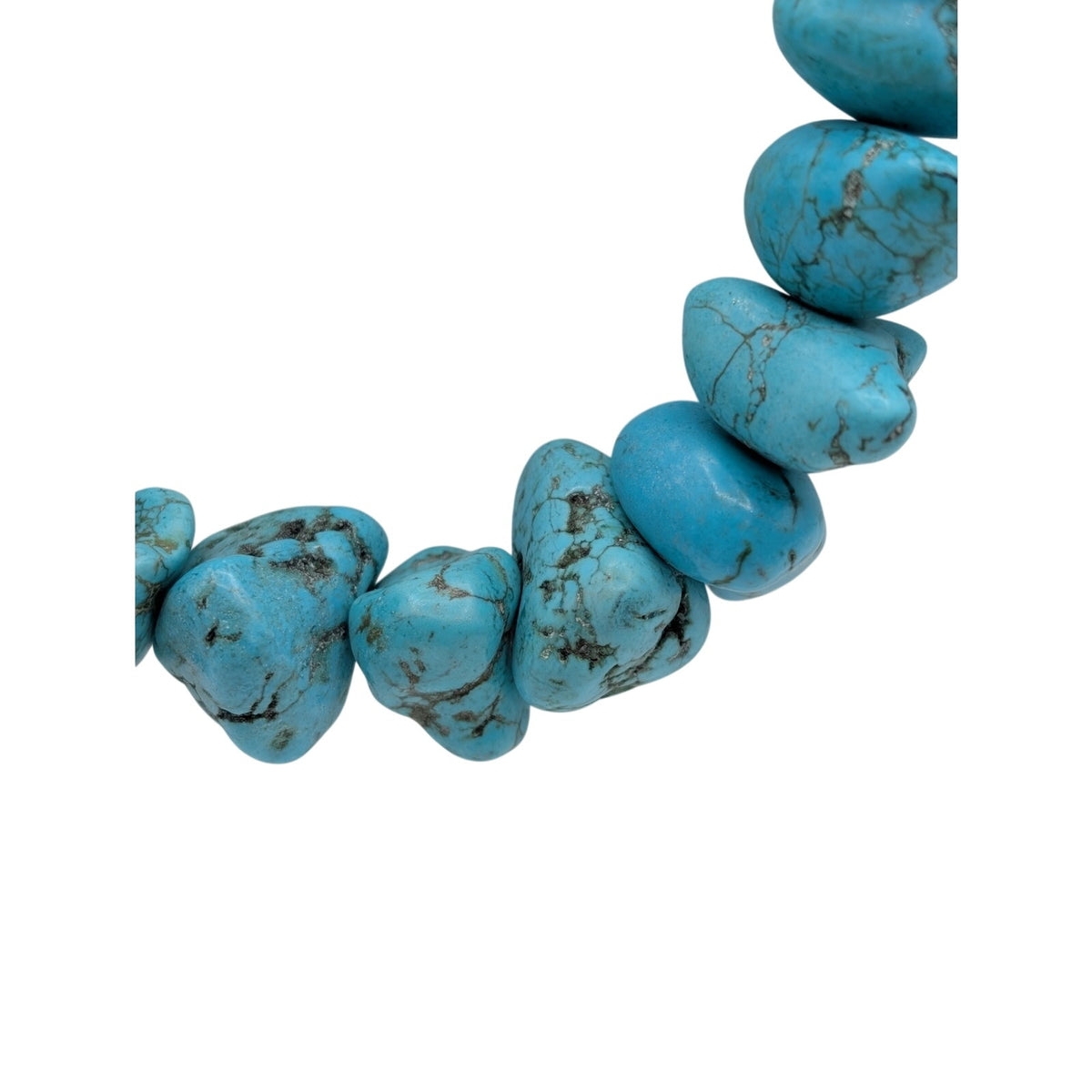 Chunky Southwestern Turquoise Tigers Eye Agate Bead Sterling Silver 30" Necklace