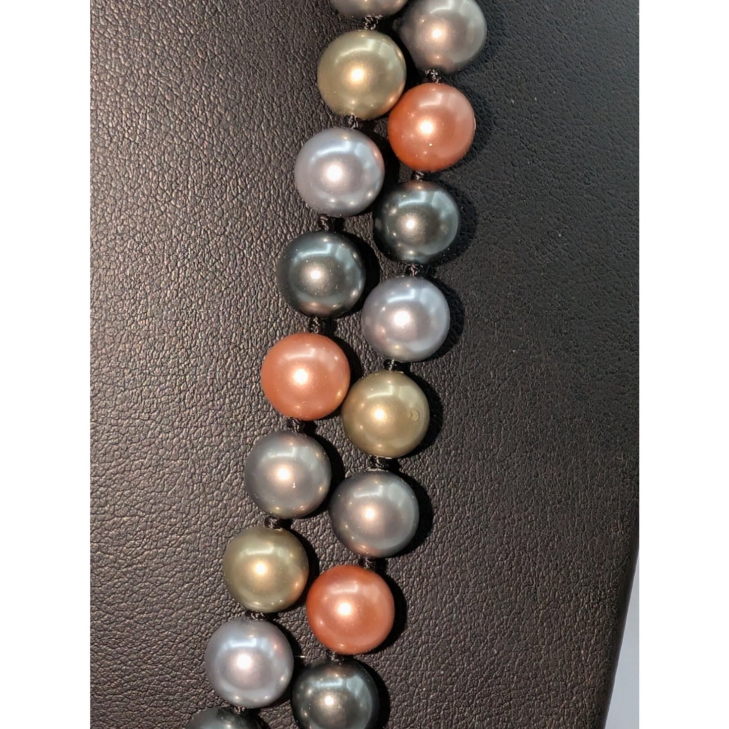 Long Strand Multi-Color Hand Knotted Glass Pearl Approximately 60" Necklace