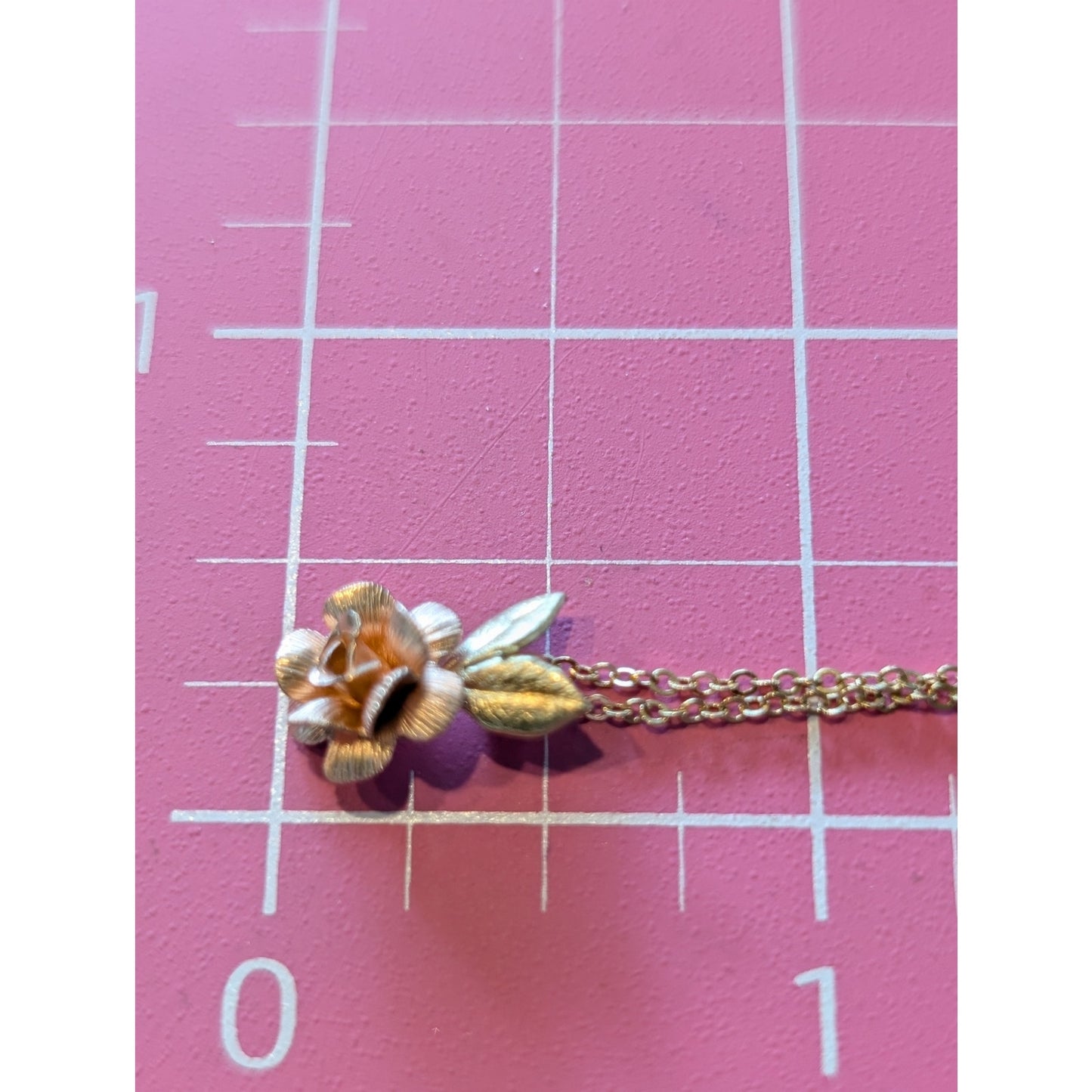 Vintage Krementz 1960s Rose Pink & Yellow Gold Overlay Pendant 18" Necklace