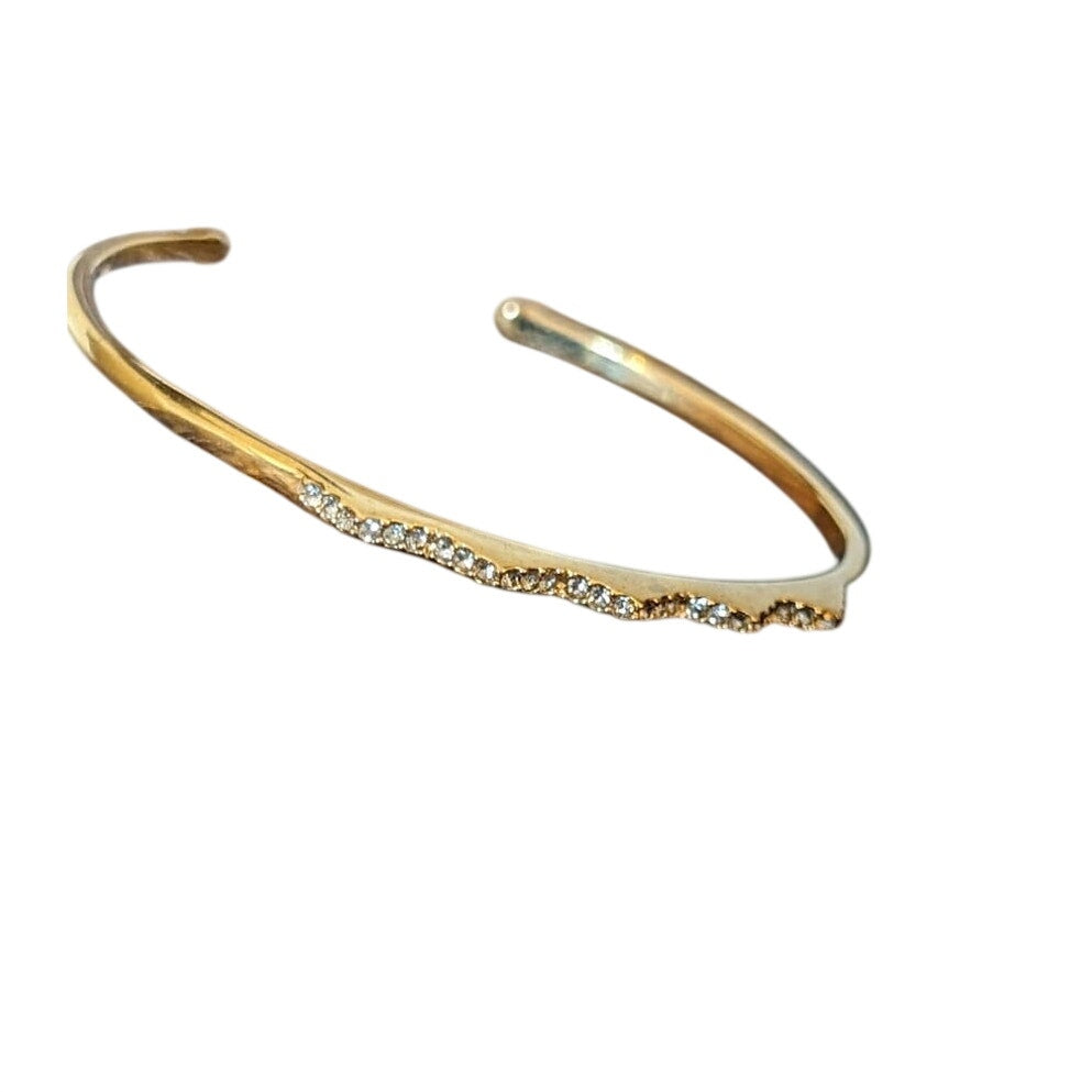 Stella & Dot  Signed Gold Tone Pave Chevron Cuff Bracelet