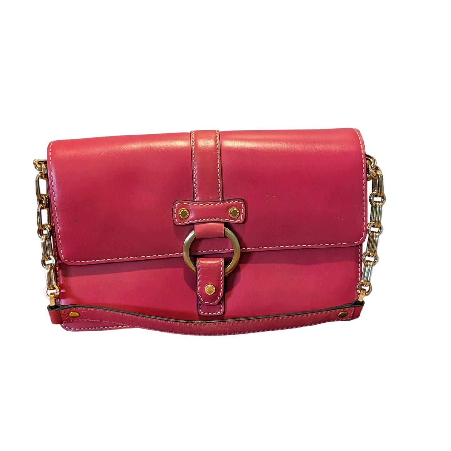 Ellen Tracy Vintage Pink Leather Chain Strap Shoulder Bag