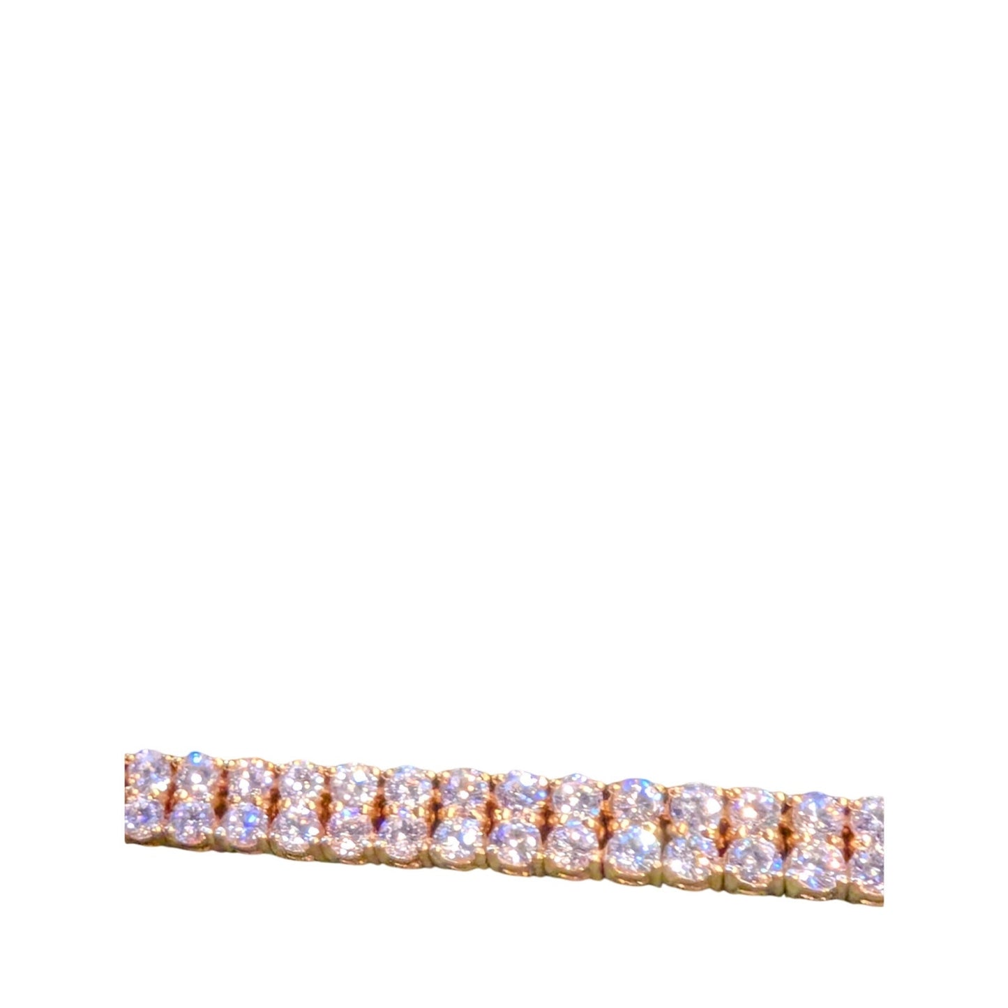 925 Vermeil Sterling Two Row Princess Cut CZ Two Safety Latches Tennis Bracelet