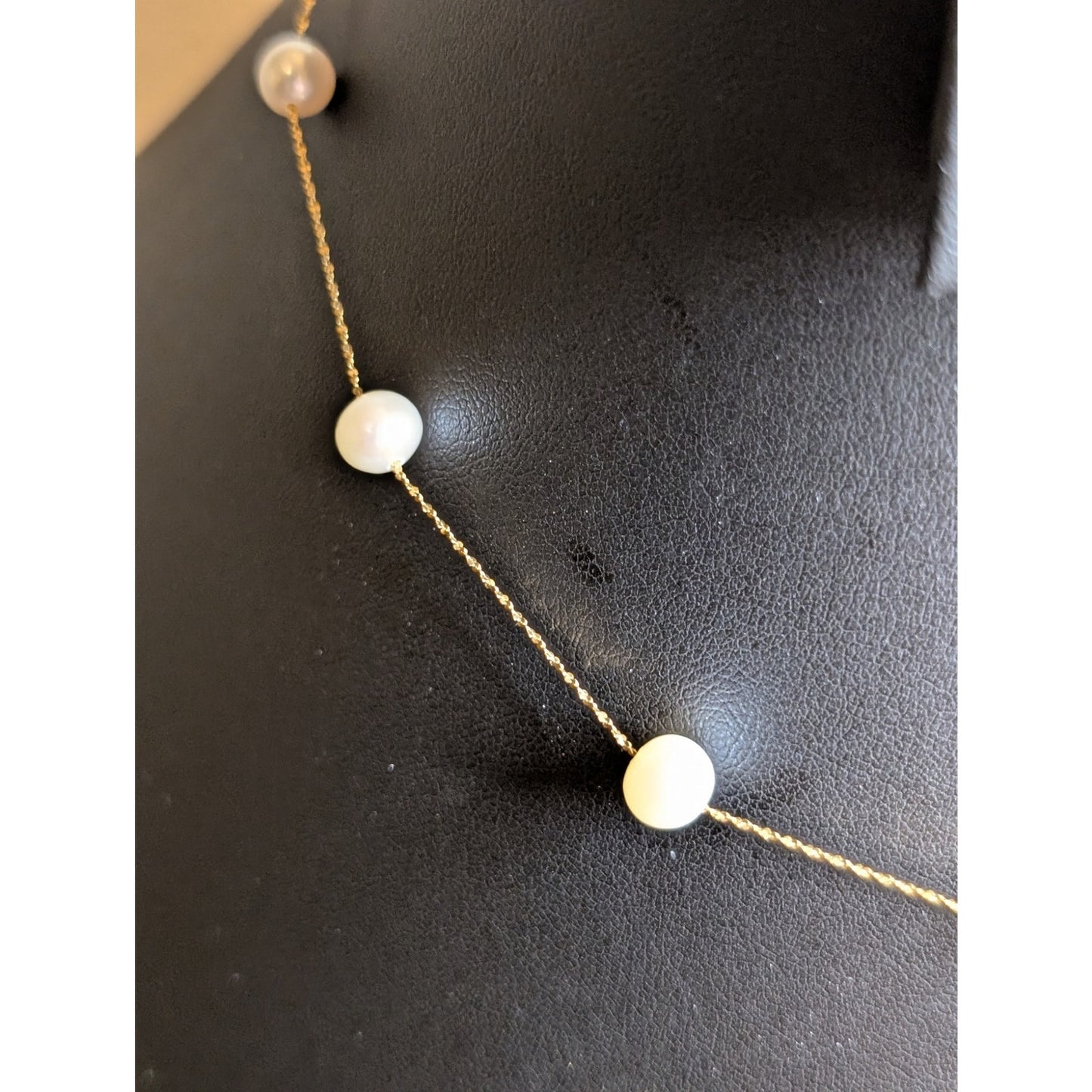 14 K Italy Yellow Gold Genuine Pearl 16" Necklace