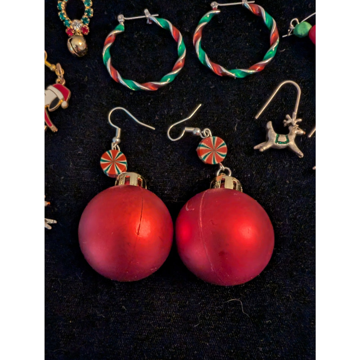 Vintage Lot of Eight Pair Christmas Themed Pierced Earrings