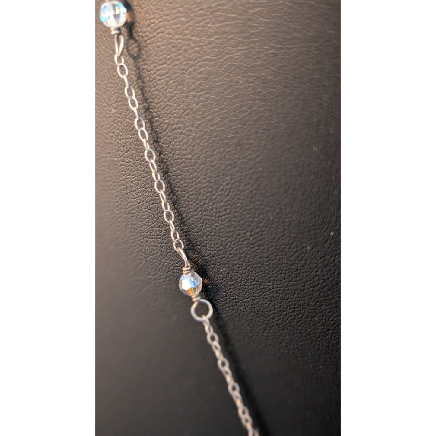 Crystal Prism Cross Pendant on Crystal Beaded 925 Sterling Chain