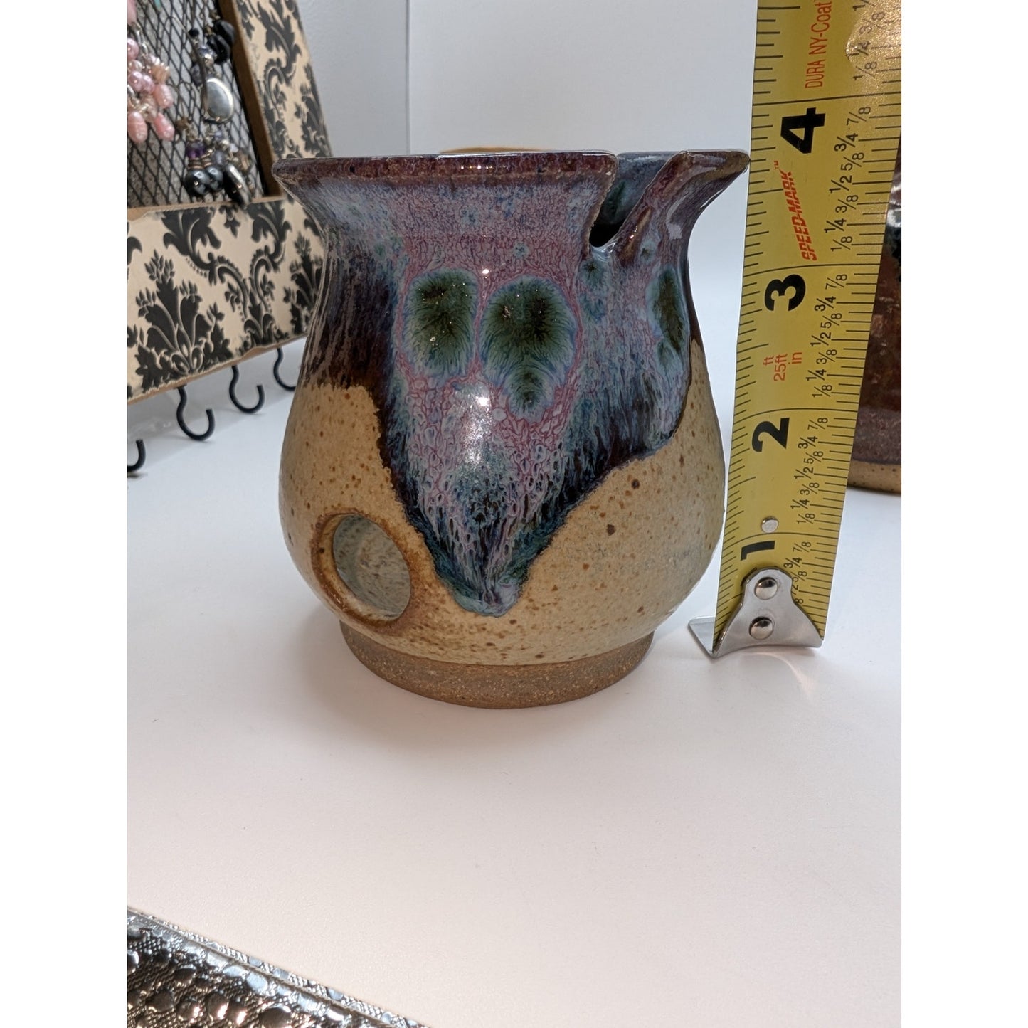 Vintage Studio Pottery Artist Signed Tea Light Candle Holder