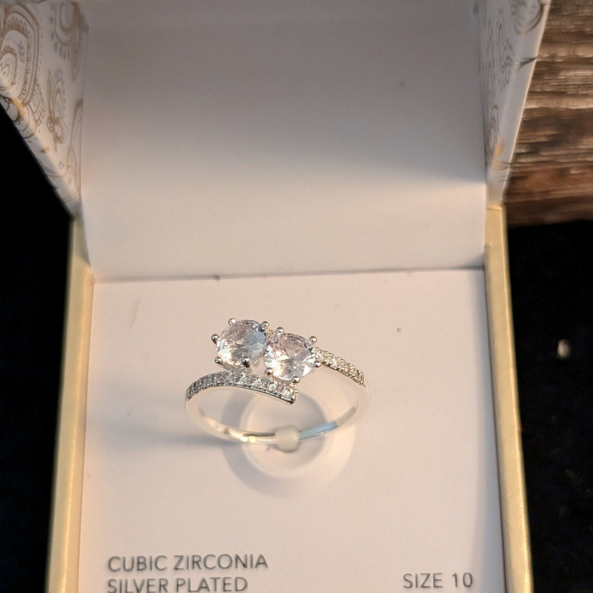 Charter Club NWT Double Solitaire CZ Silver Plated Ring Size 10