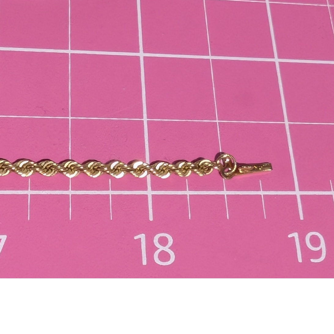 Vintage 14K Yellow Gold 18.5" Rope Chain Necklace Slide in Clasp w/ Safety 9.60g