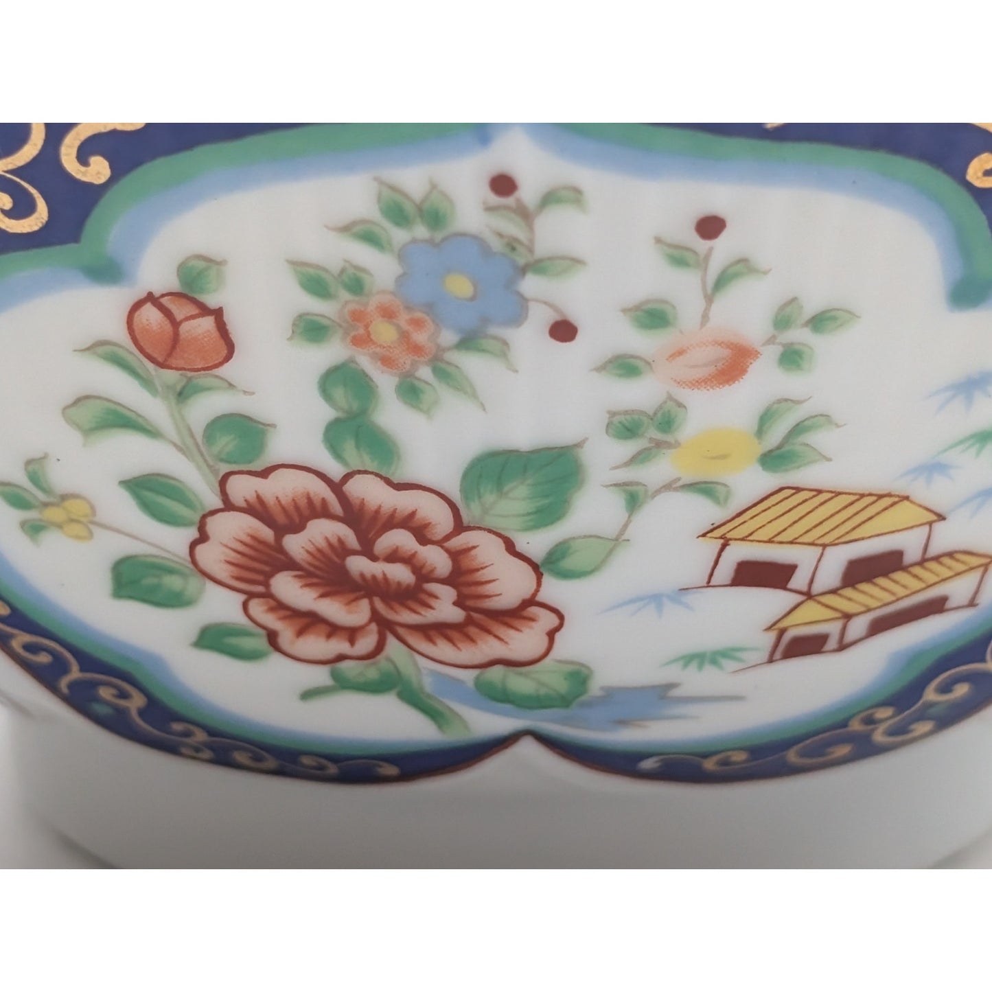 Vintage Japanese Hand Painted Porcelain Lotus Rice Bowl