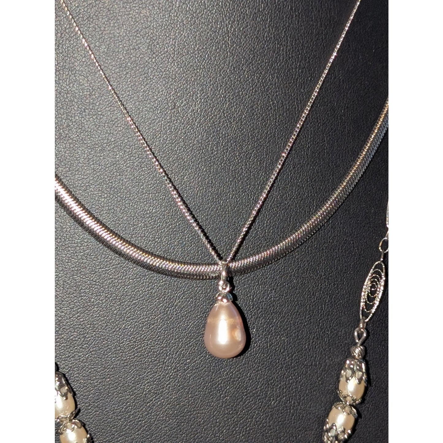 Lot of Three Silver Tone Necklaces --Avon & Unbranded