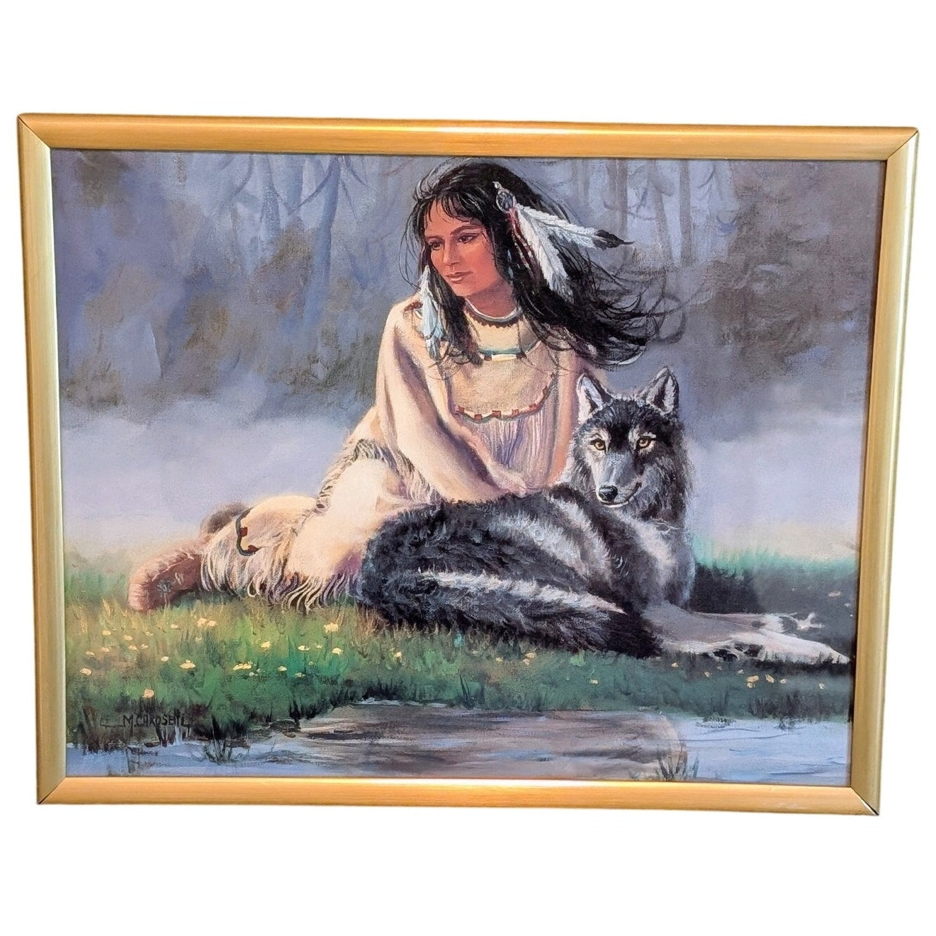 Maiden With Wolf by M. Caroselli Framed Art 8 X 10 Print