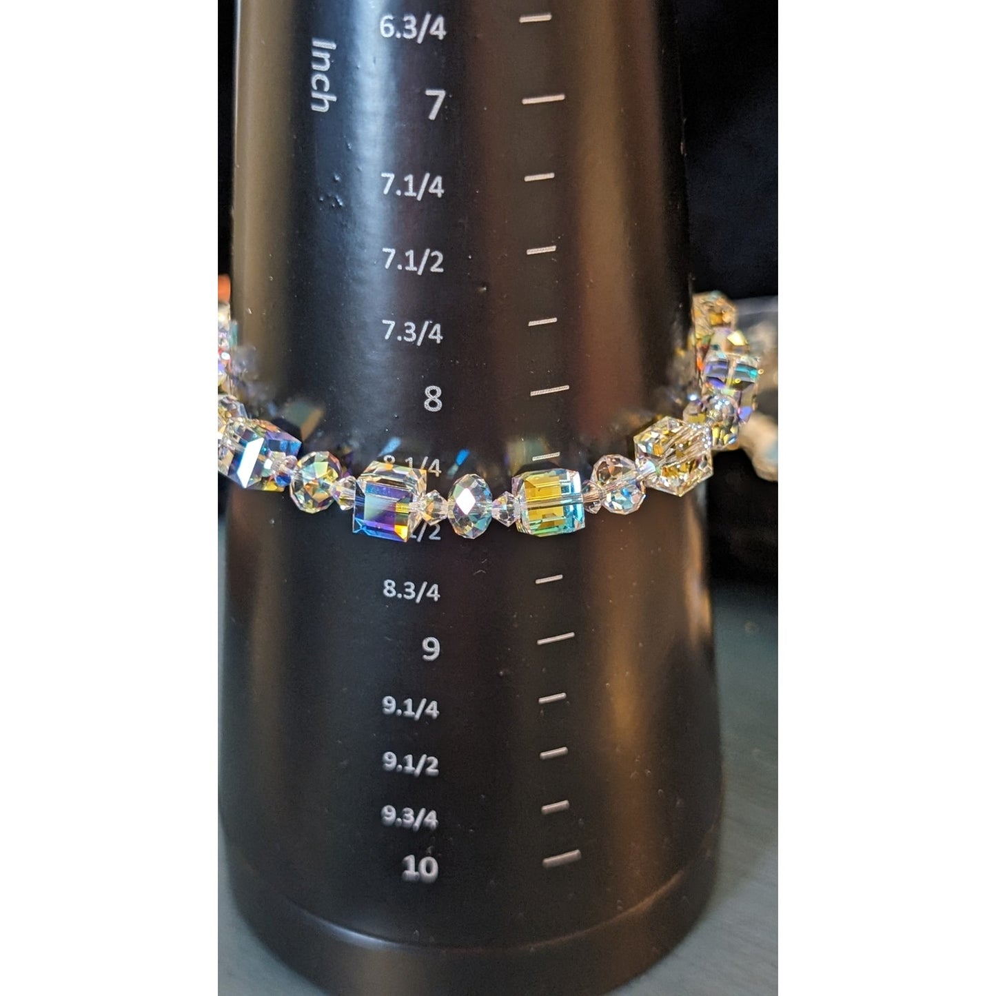 925 Sterling Aurora Borealis Cube Crystal Bracelet