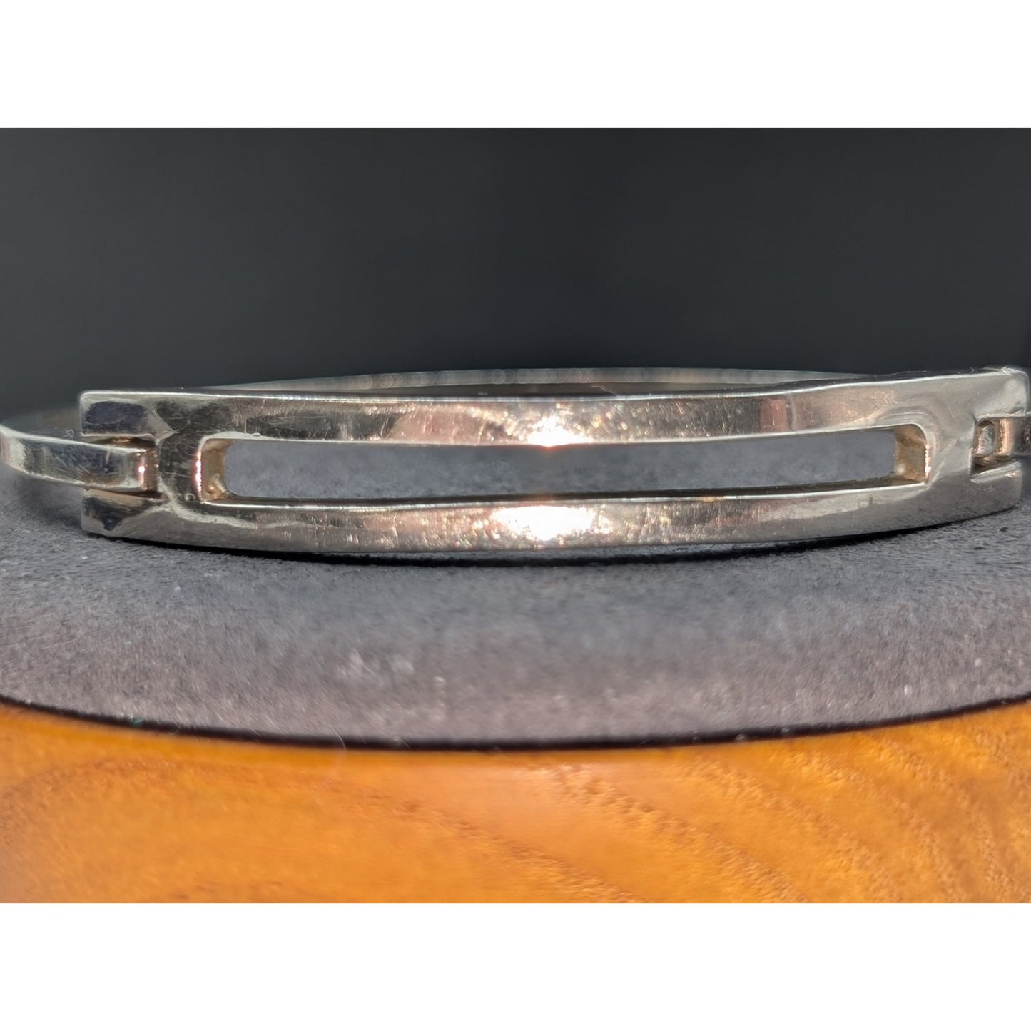 Vintage Taxco Mexico 925 Sterling Silver Double Front Bar Latch Bangle Bracelet