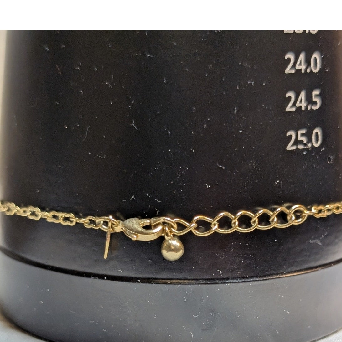 VTG Avon Delicate Blue Clear Crystal Floral Gold Tone Adjustable Ankle Bracelet