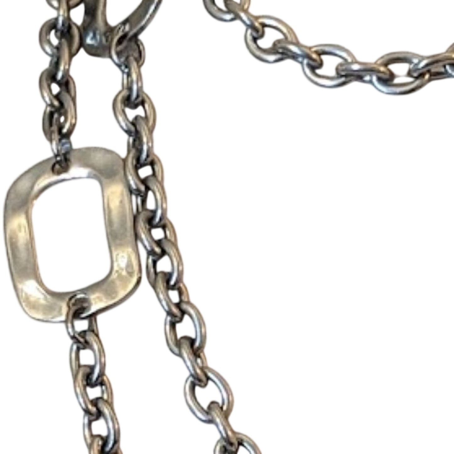 Vintage Long Silver Tone Chain with Oval Donut Links