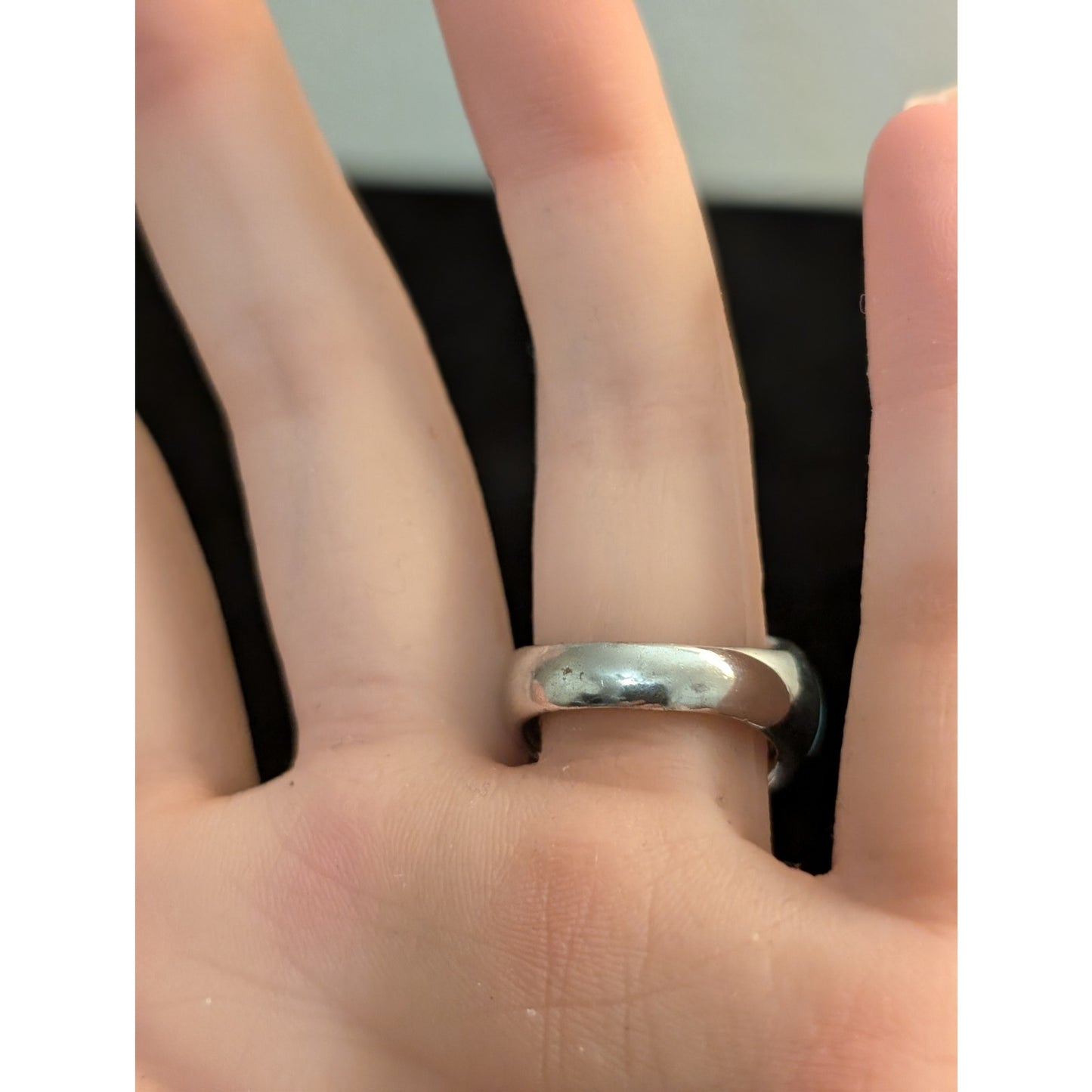 Turquoise Enamel & Pave Set Criss Cross CZ Sterling Silver Domed Ring Size 6.75