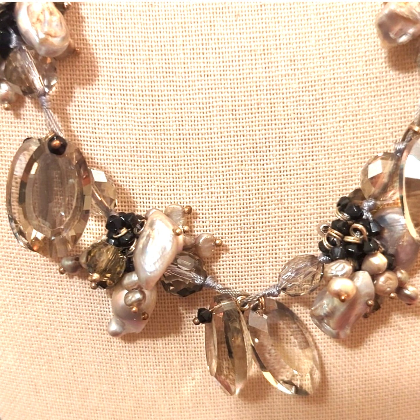 Crystal Silver Tone Chunky Bauble Necklace