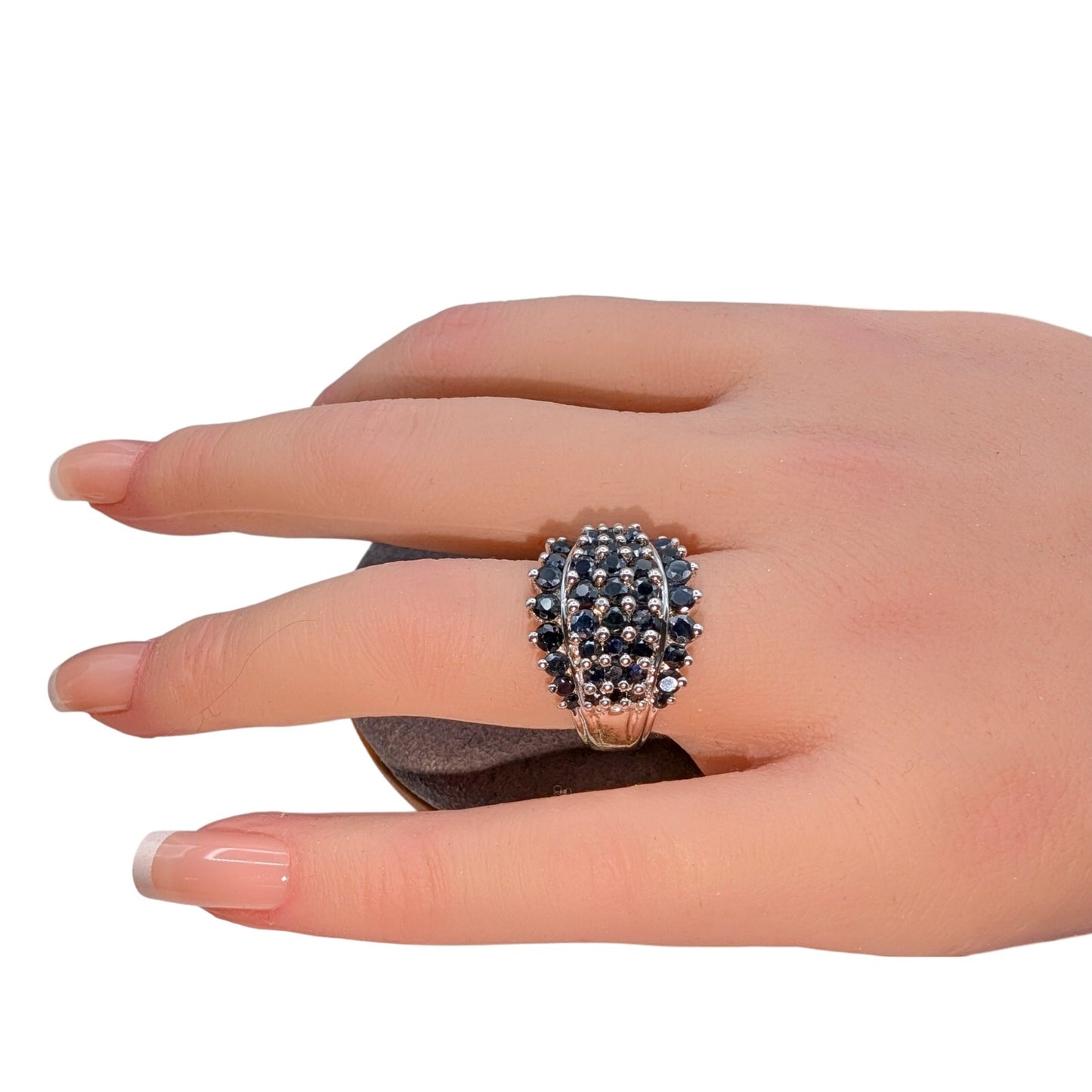 925 Sterling Silver India Test as Sapphire Cluster Ring Size 6.75