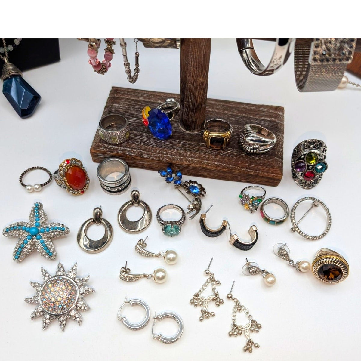 Reseller's Delight Curated Silver Tone Lot of 33 Pieces of Jewelry